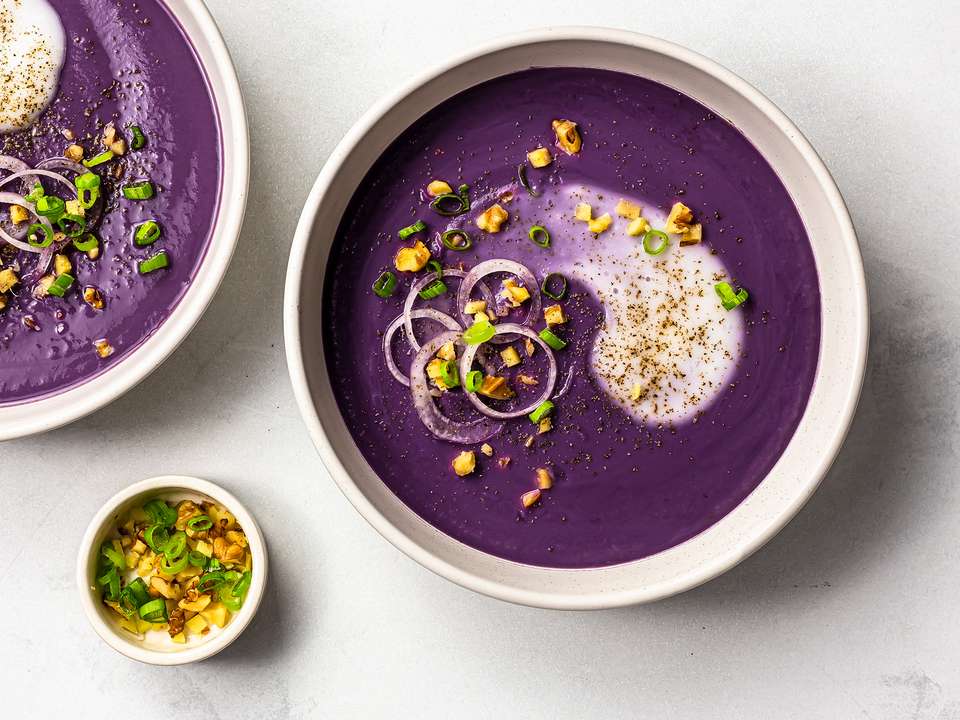 Purple Yam Soup with Ginger and Coconut | Foodaciously