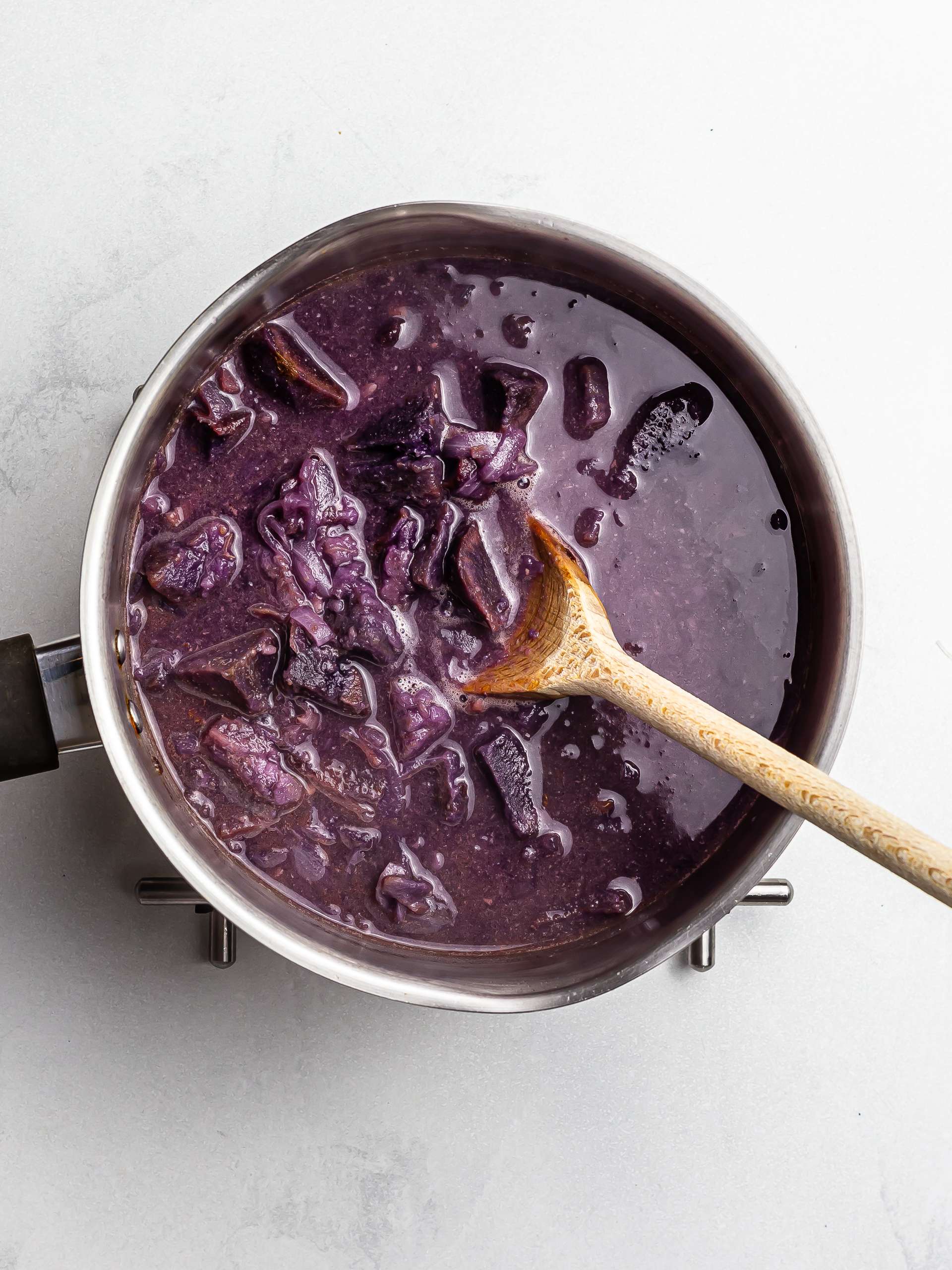 stewed purple yam with coconut milk and broth