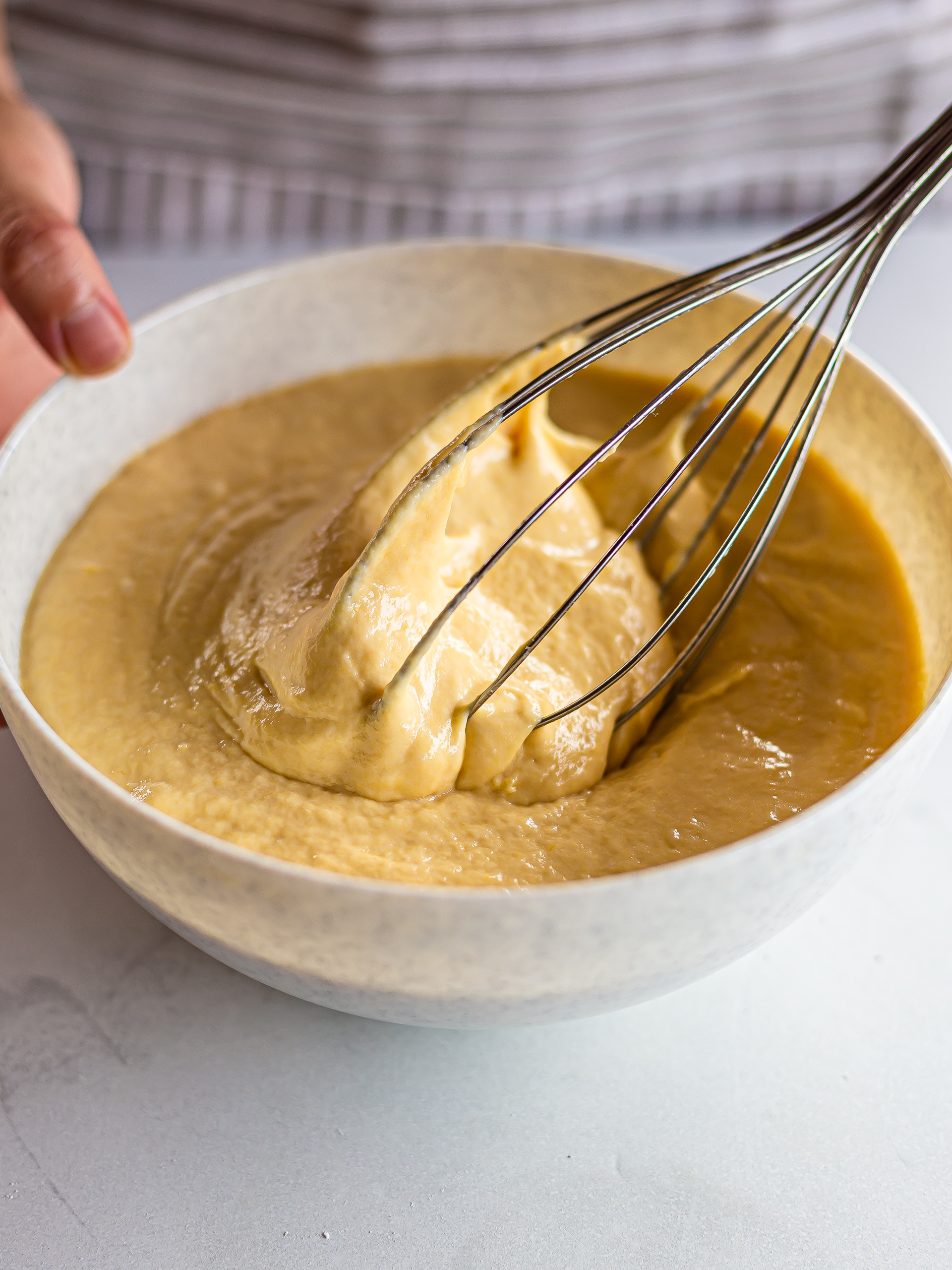 jackfruit cake batter in a bowl