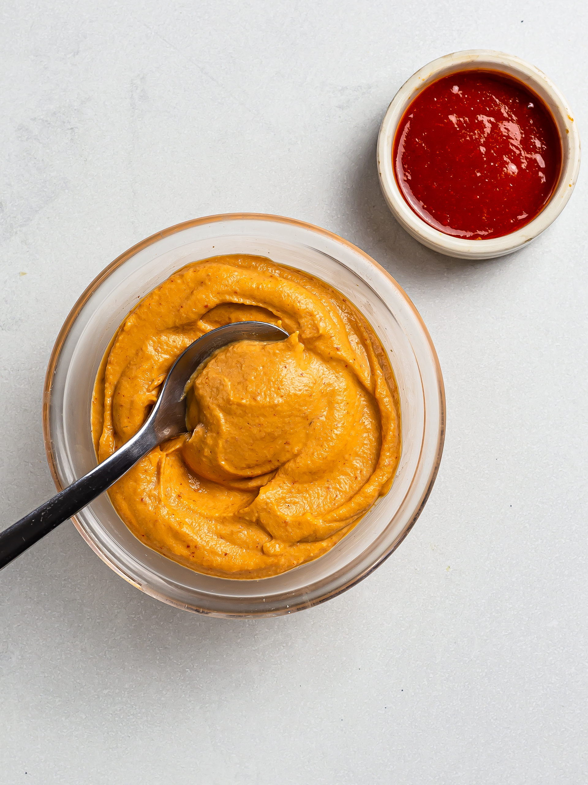 cashew mayo mixed with sriracha sauce