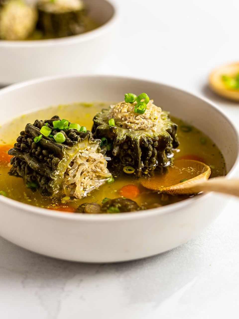 Vegan Stuffed Bitter Melon Soup | Foodaciously