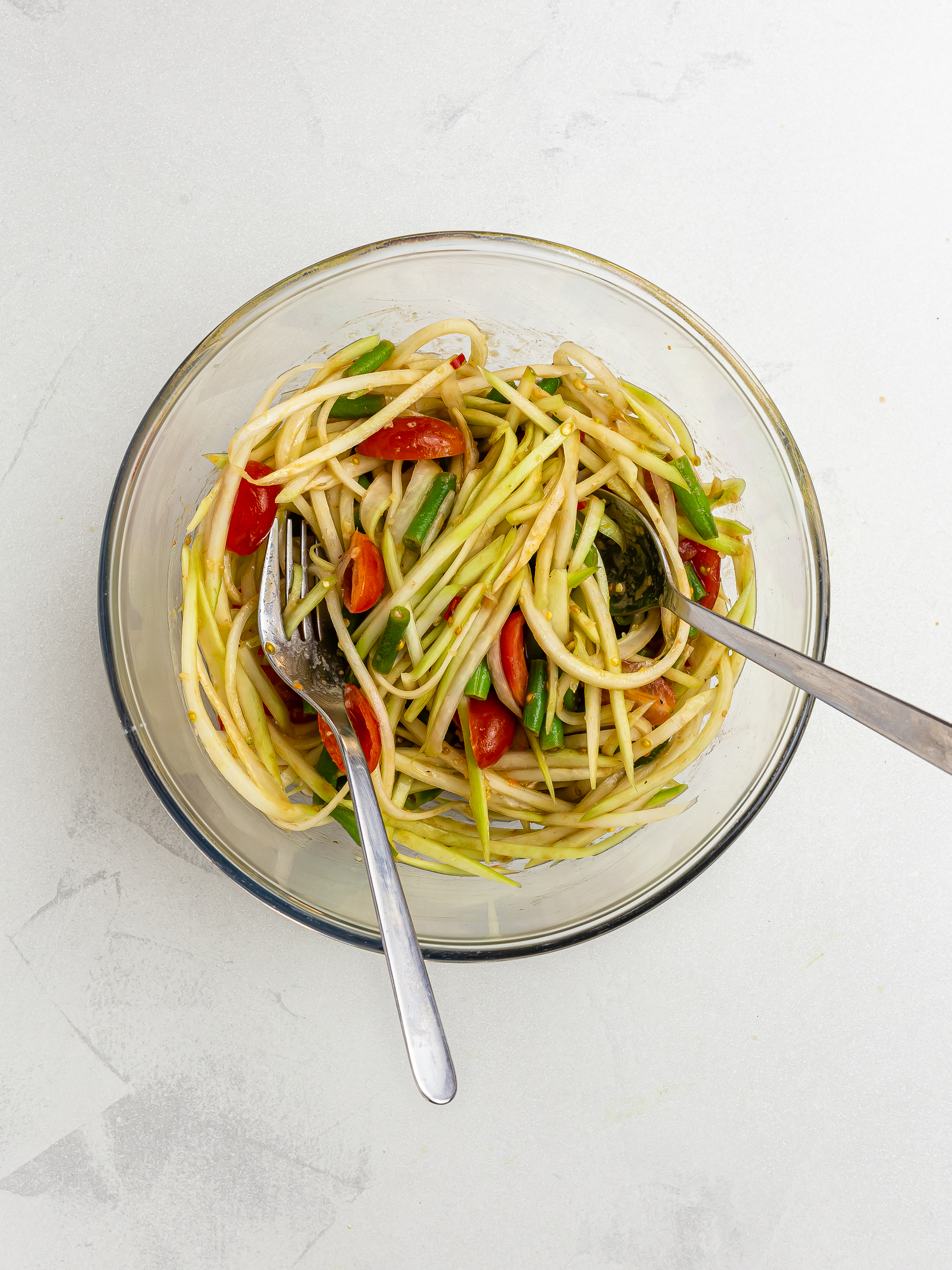 laos papaya salad in a bowl