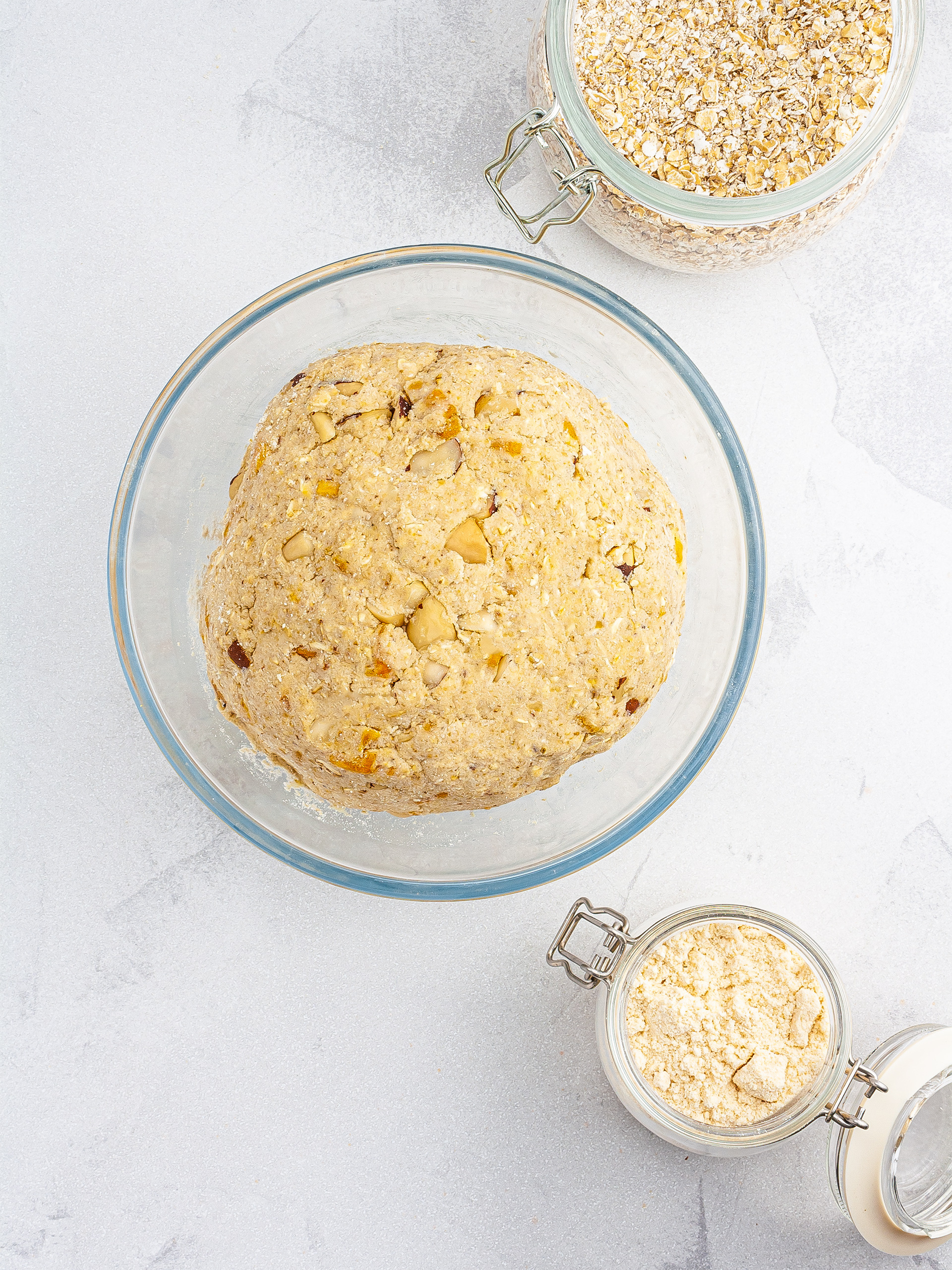 Cookie dough with coconut flour and oats.