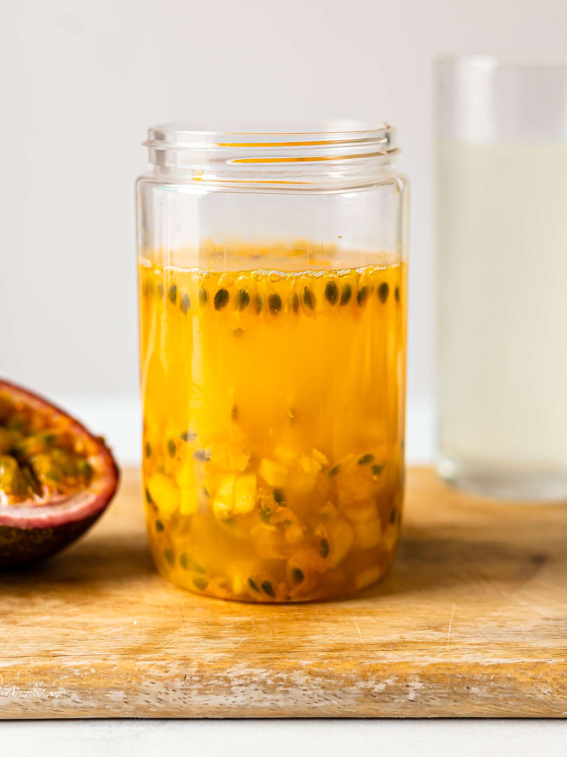 jackfruit and passion fruit in a glass for smoothie