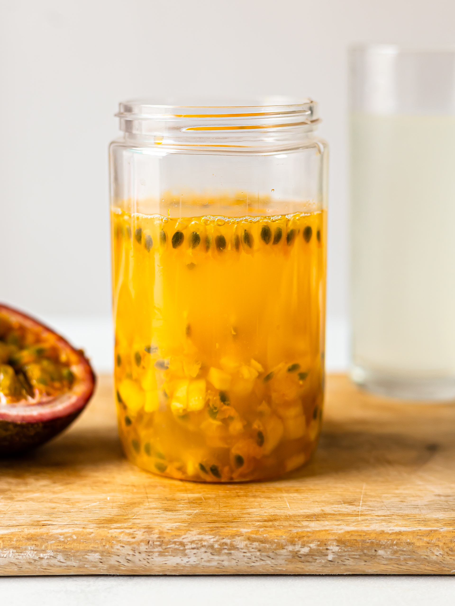 jackfruit and passion fruit in a glass for smoothie