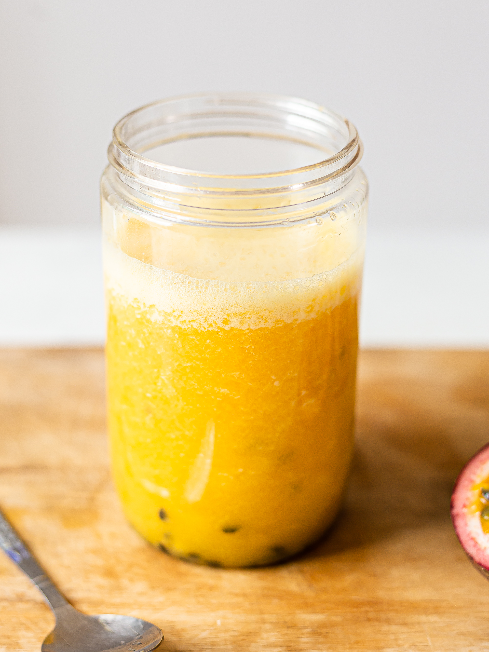 tropical jackfruit smoothie in a glass
