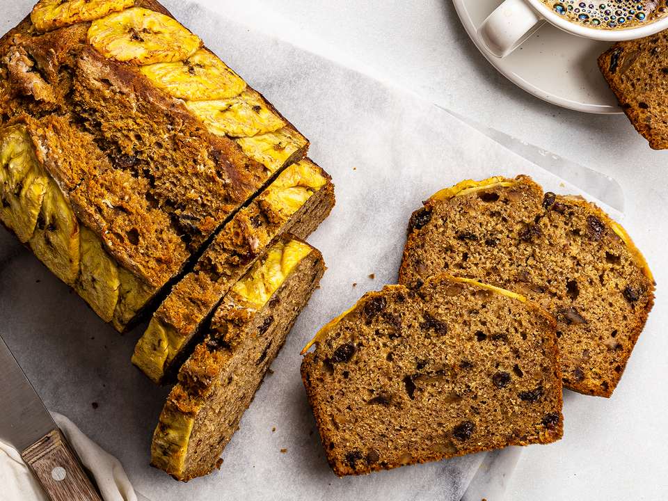 Vegan Plantain Bread with Walnuts and Raisins | Foodaciously