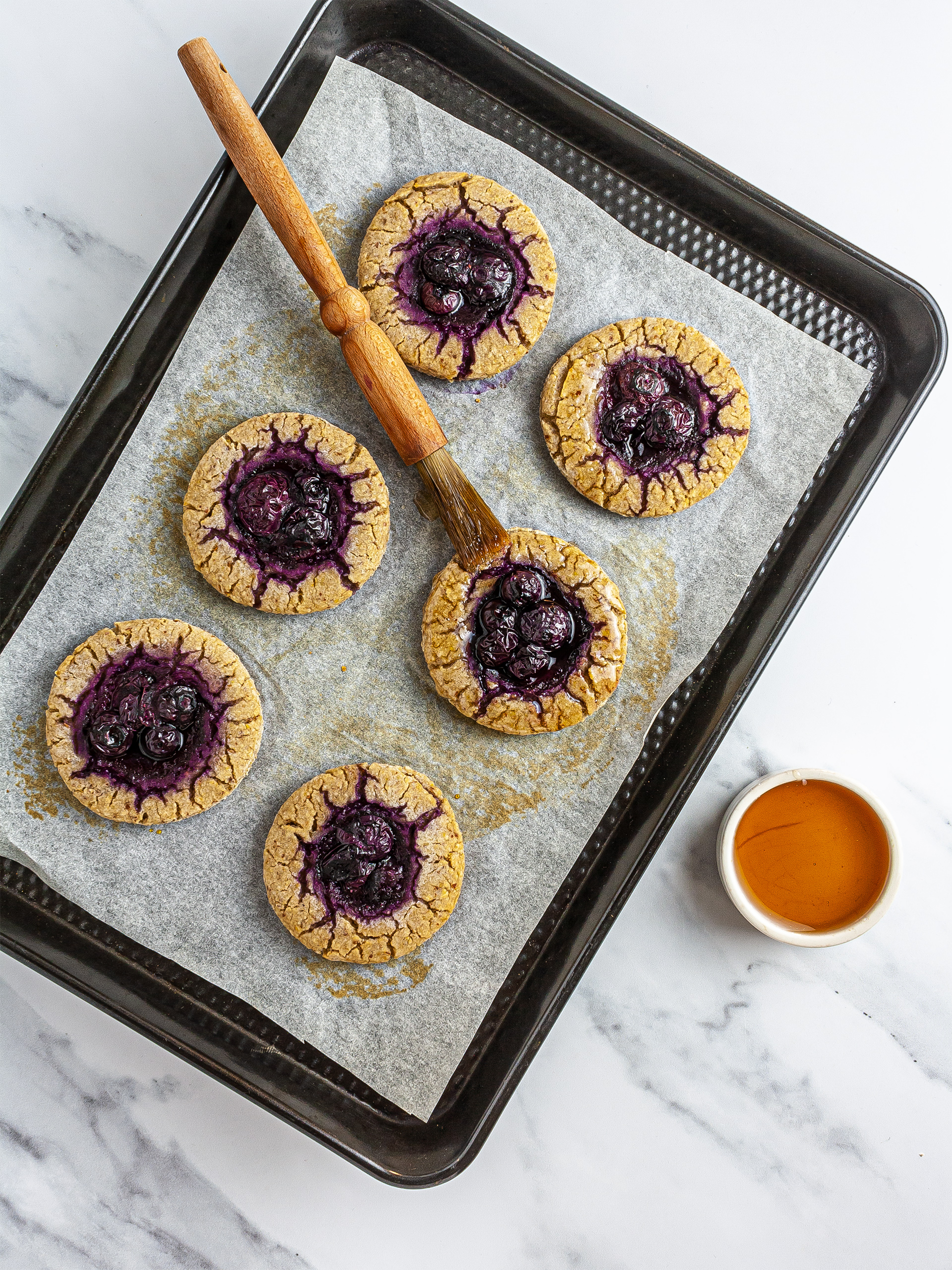 Baked kolaches brushed with maple