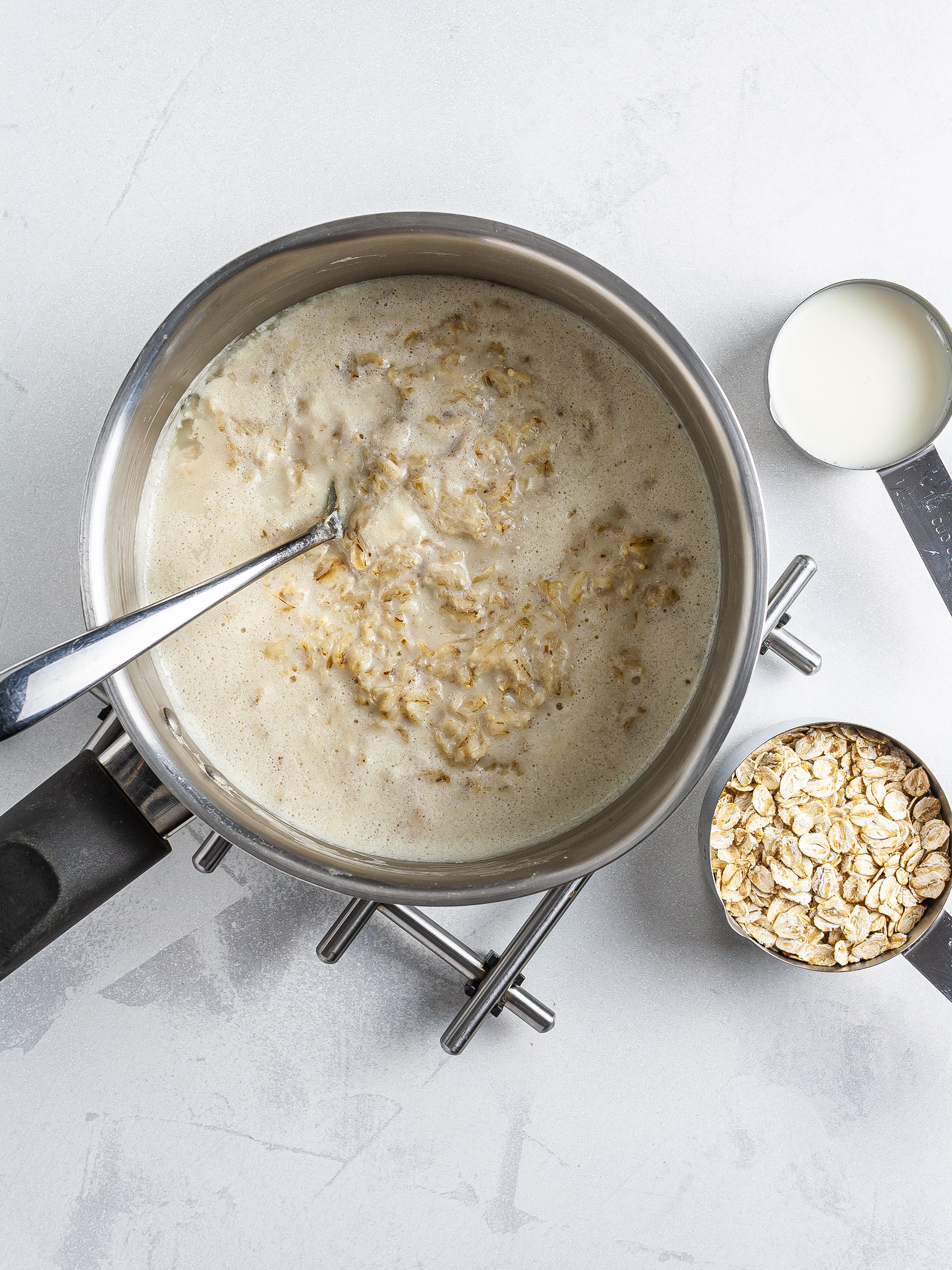 Oats cooked with soy milk