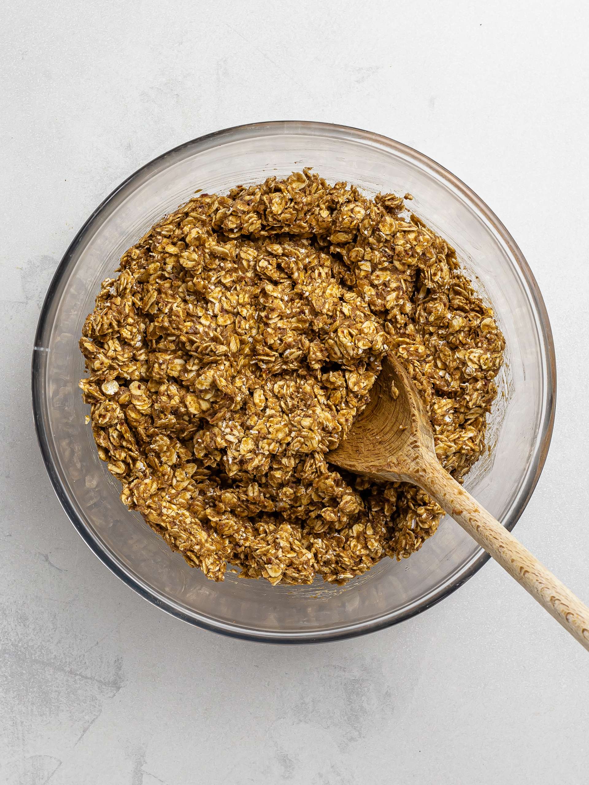 oats mixed with date banana paste for flapjacks