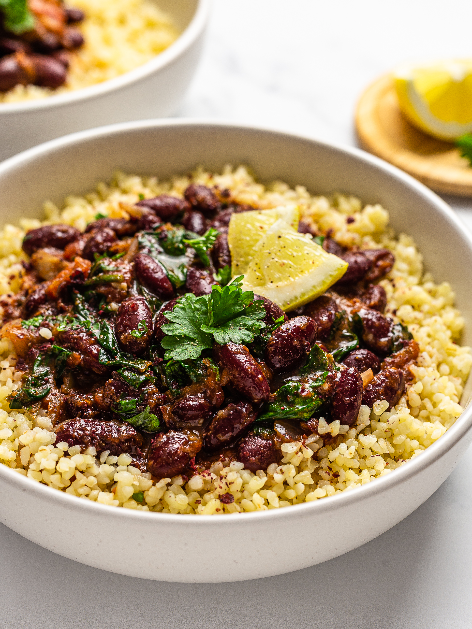 Lebanese fasolia with bulgur wheat