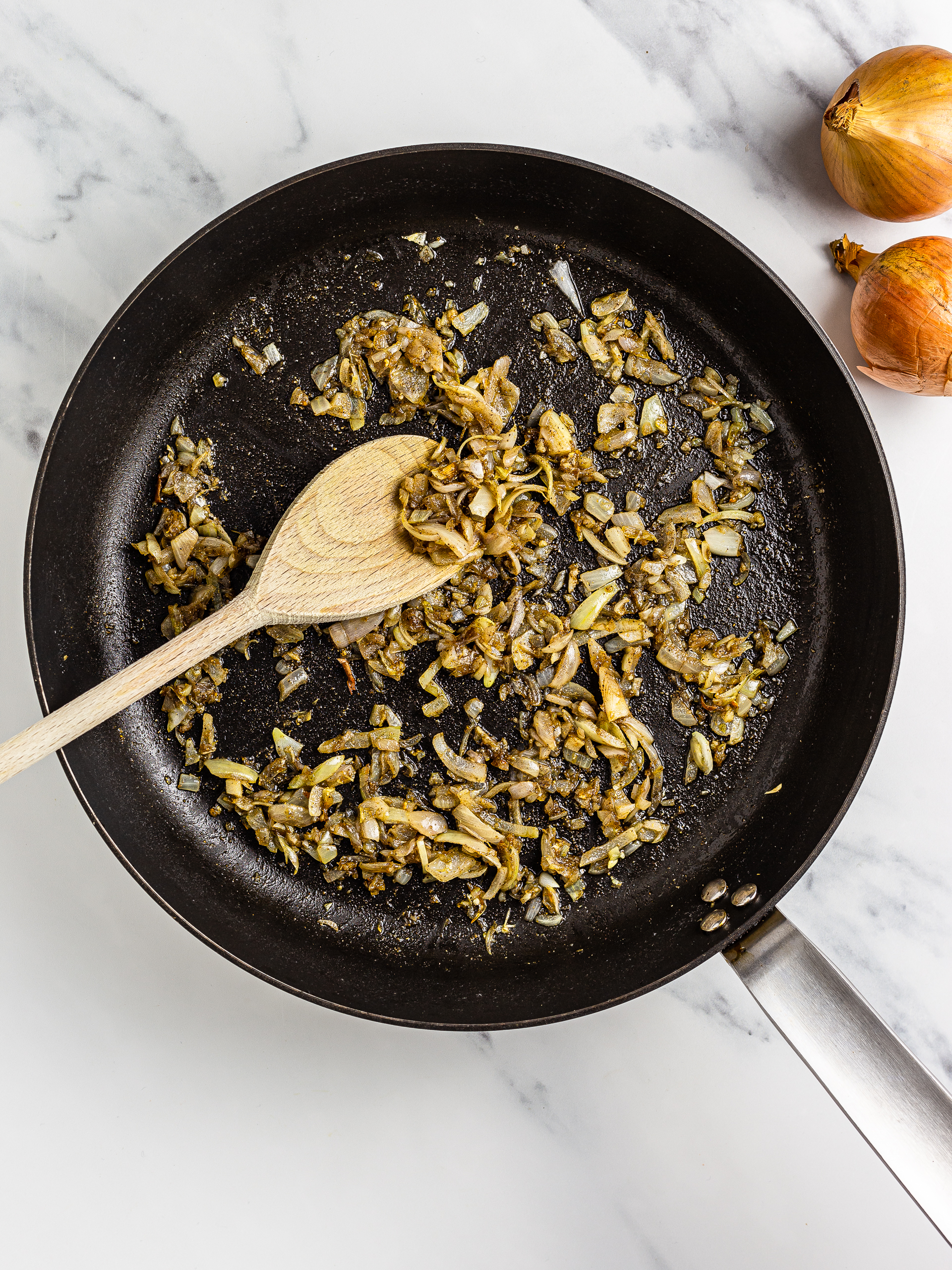 Onions sizzled with allspice and coriander