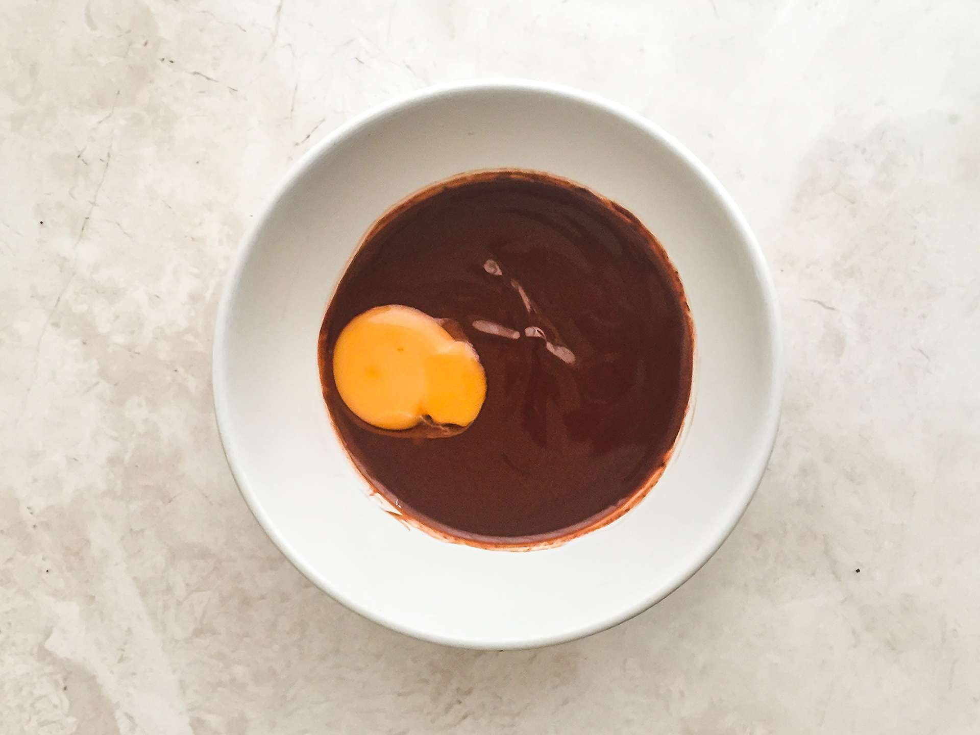 melted chocolate with egg yolk