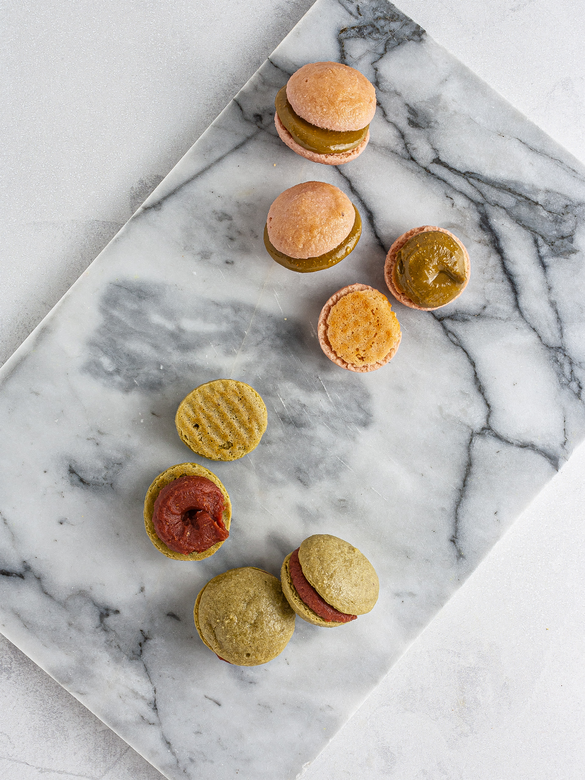 Macarons assembled with cashew butter