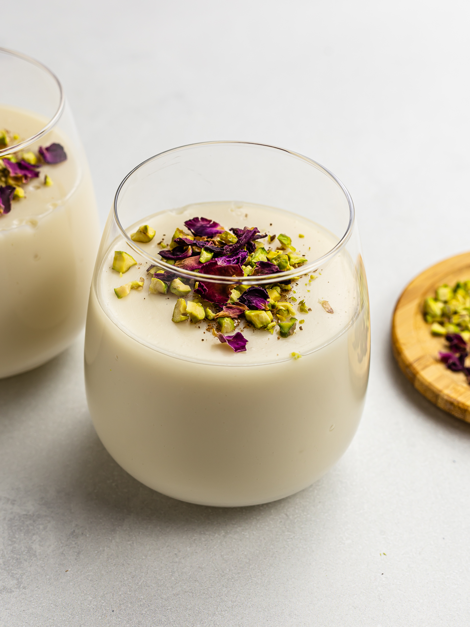 vegan muhallebi rose pudding with pistachios