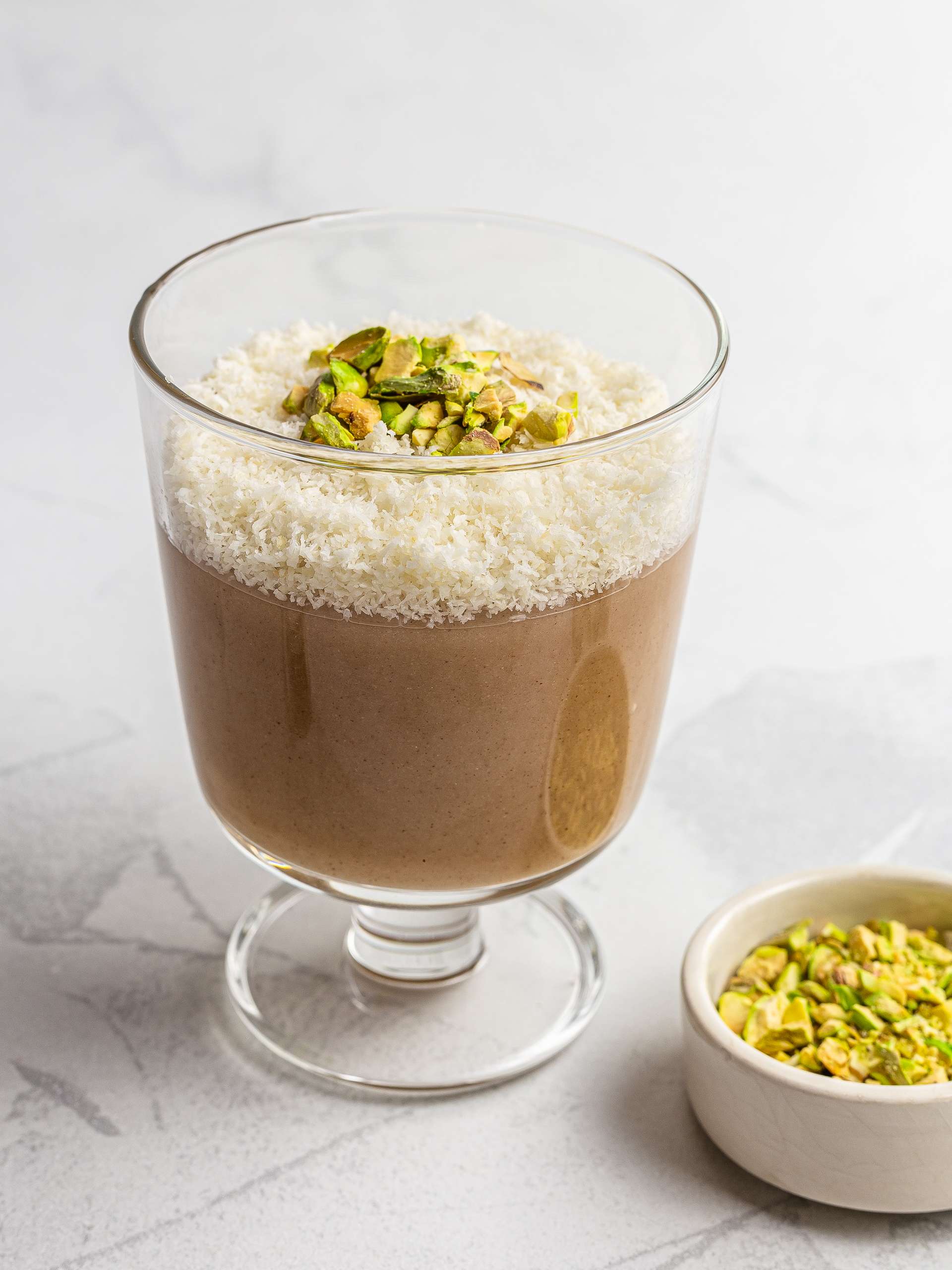 lebanese meghli pudding with coconut and pistachios