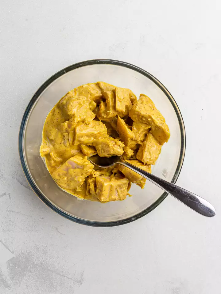 jackfruit coated with vegan tikka masala sauce