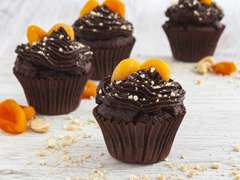 Gluten Free Vegan Chocolate Cupcakes with Apricot Jam Recipe | Foodaciously