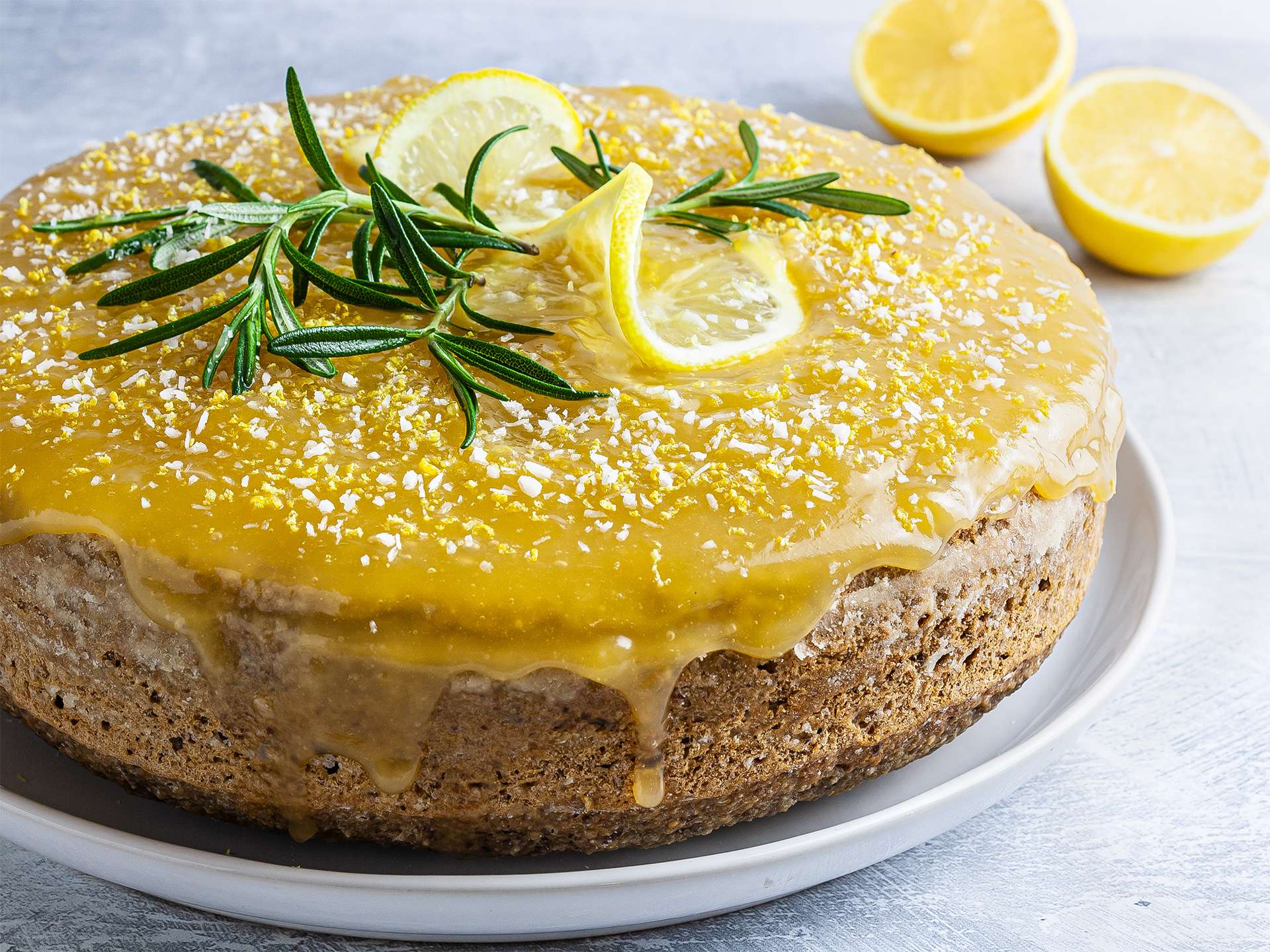 {Vegan, GF} Lemon Rosemary & Olive Oil Cake