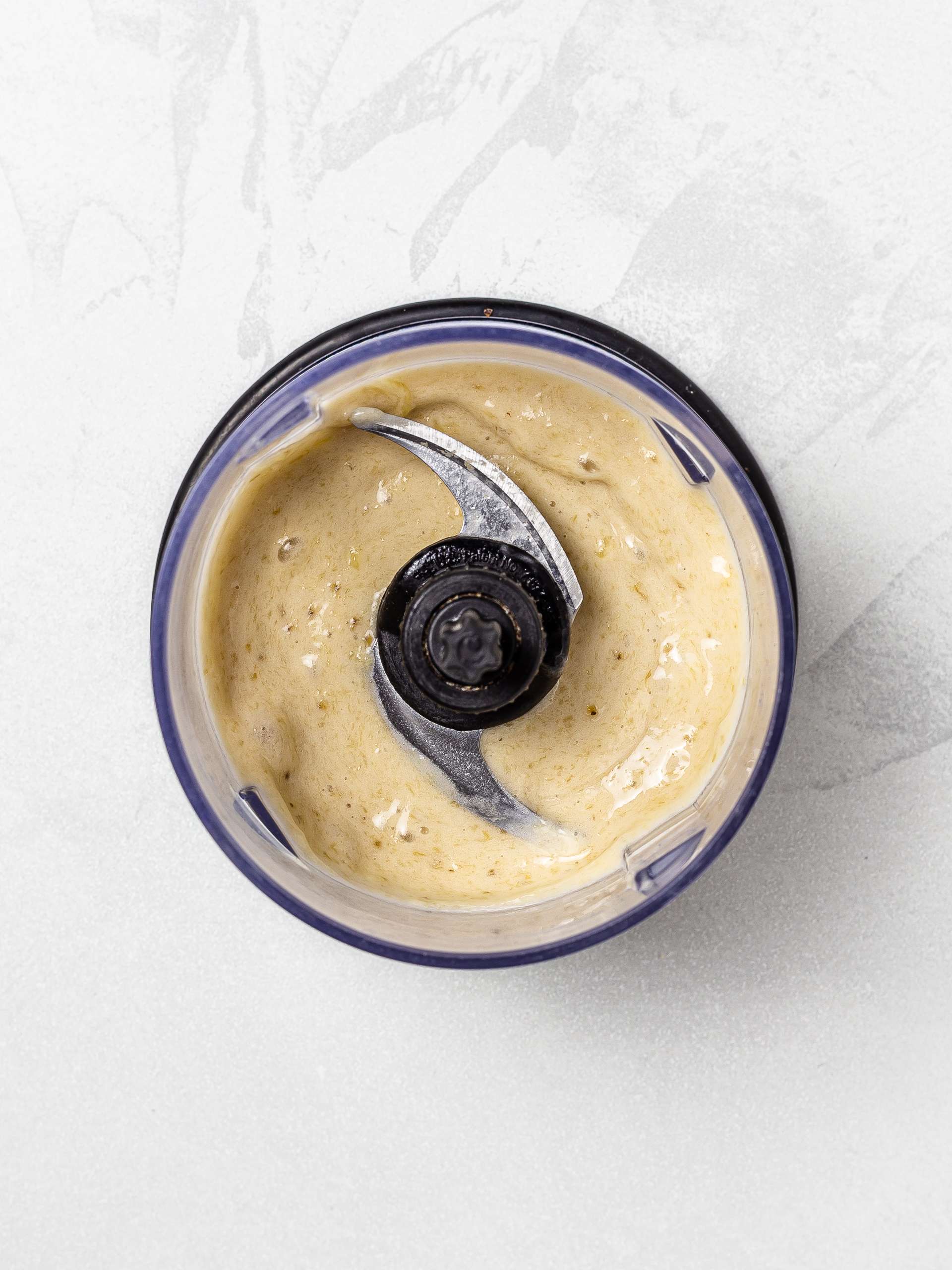 blended bananas in a food processor