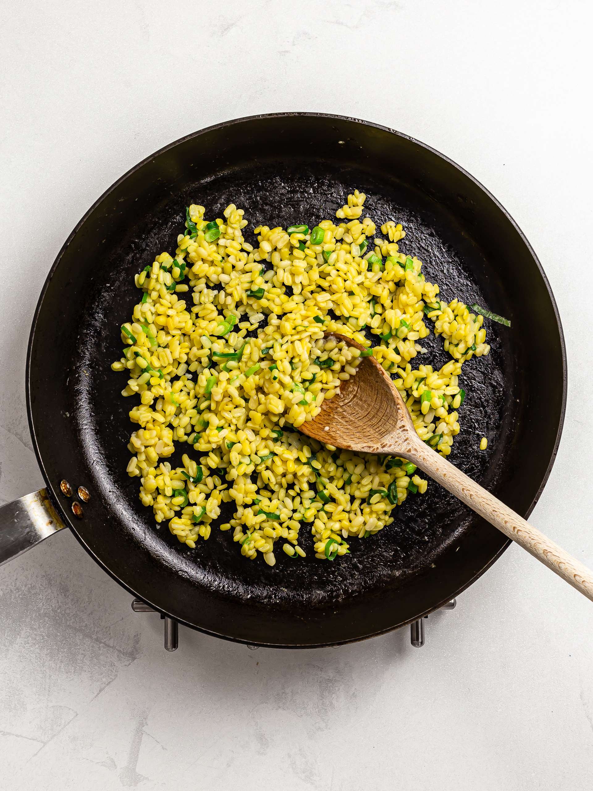 cooked mung dal in a skillet