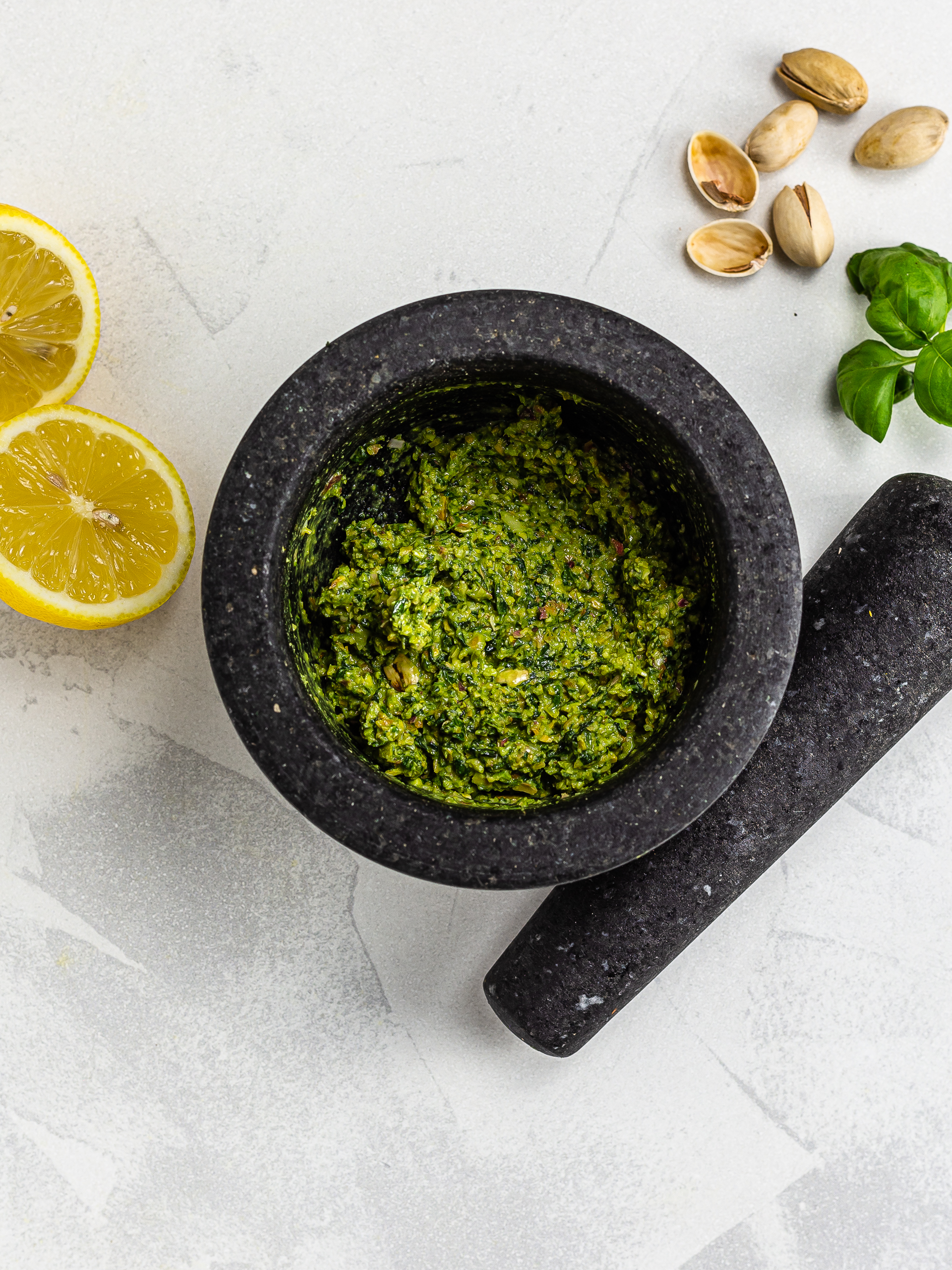 pesto with pistachios and lemon