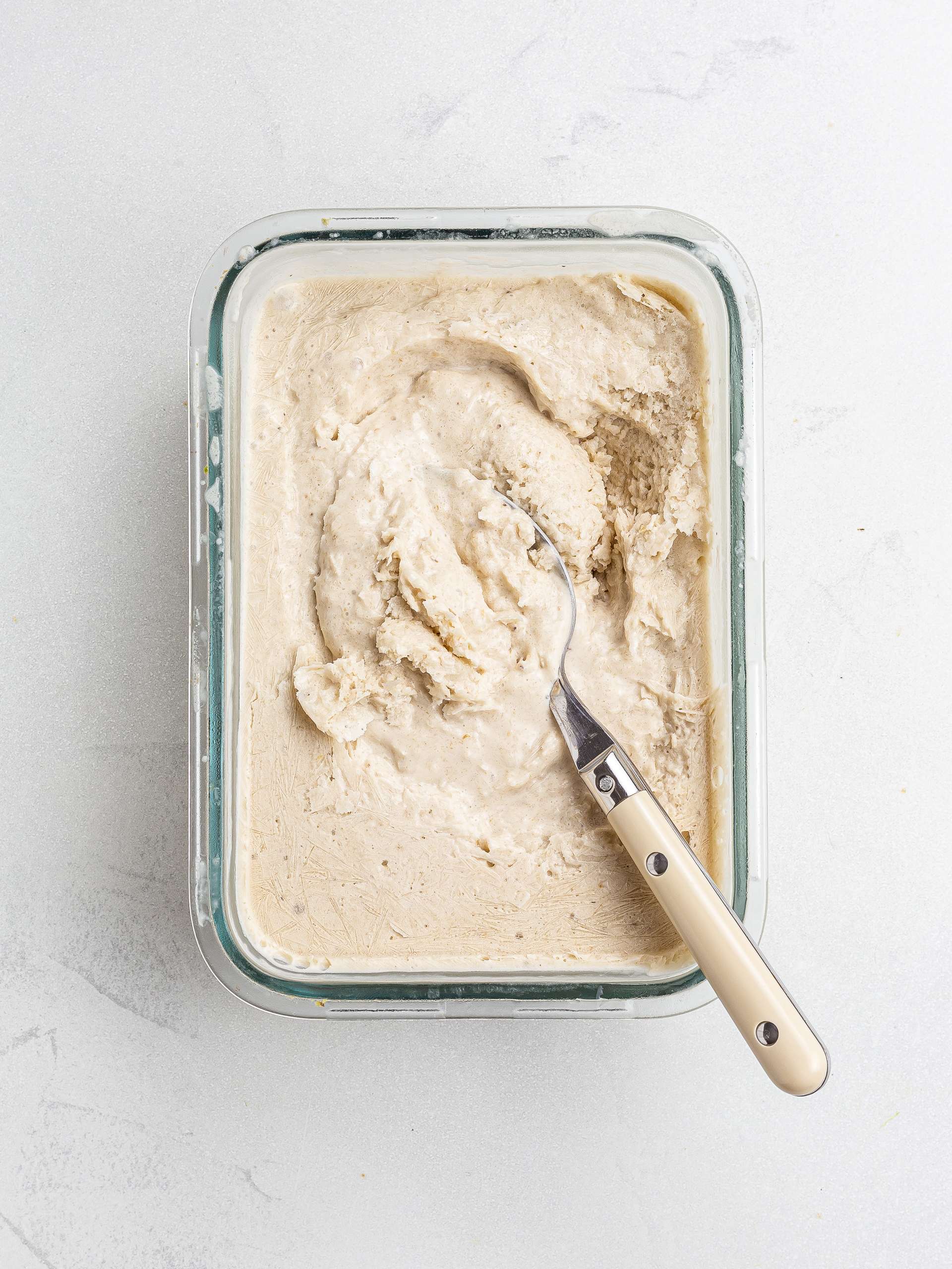 churning vegan ice cream by hand