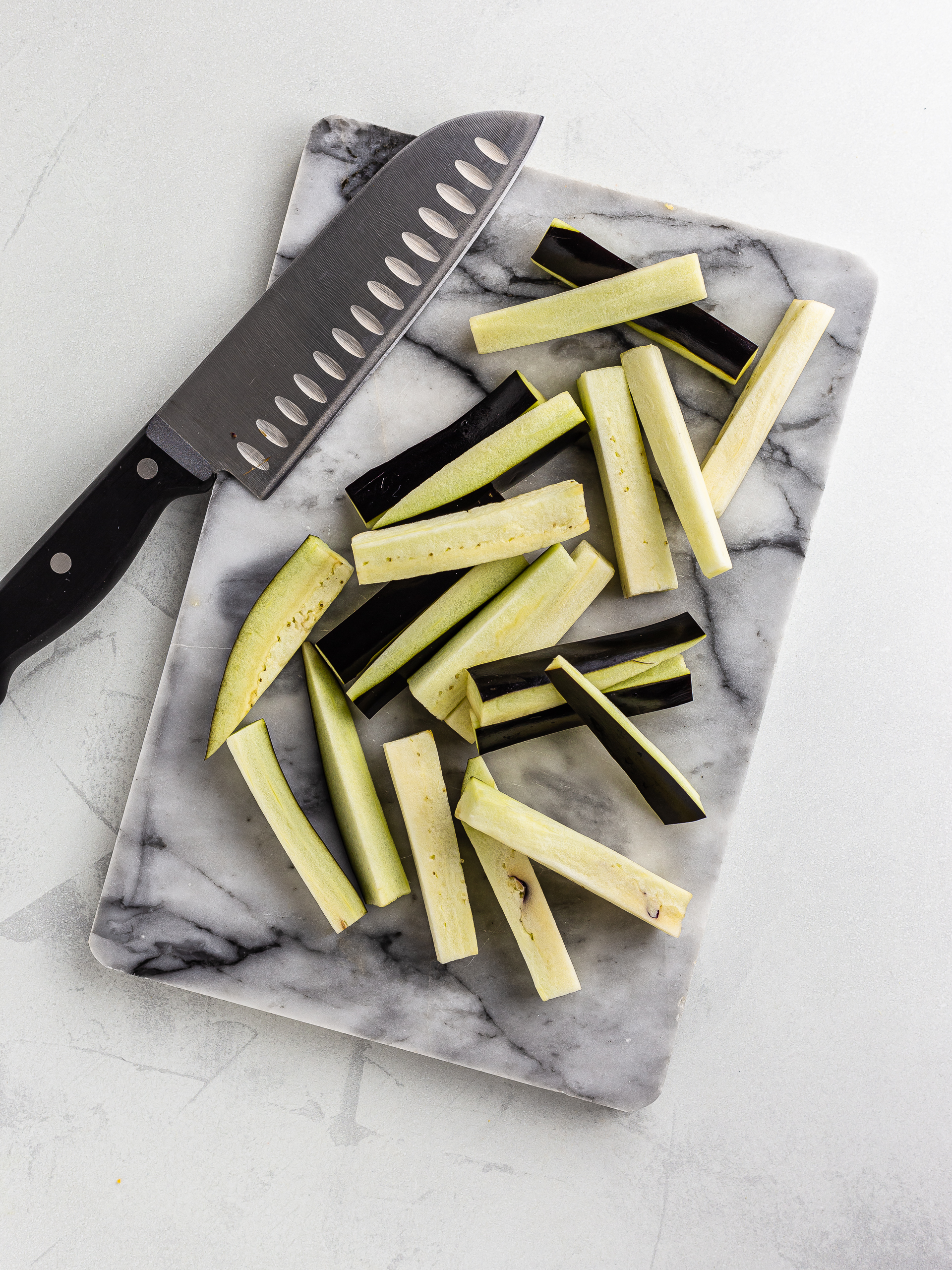 eggplant cut into fries sticks