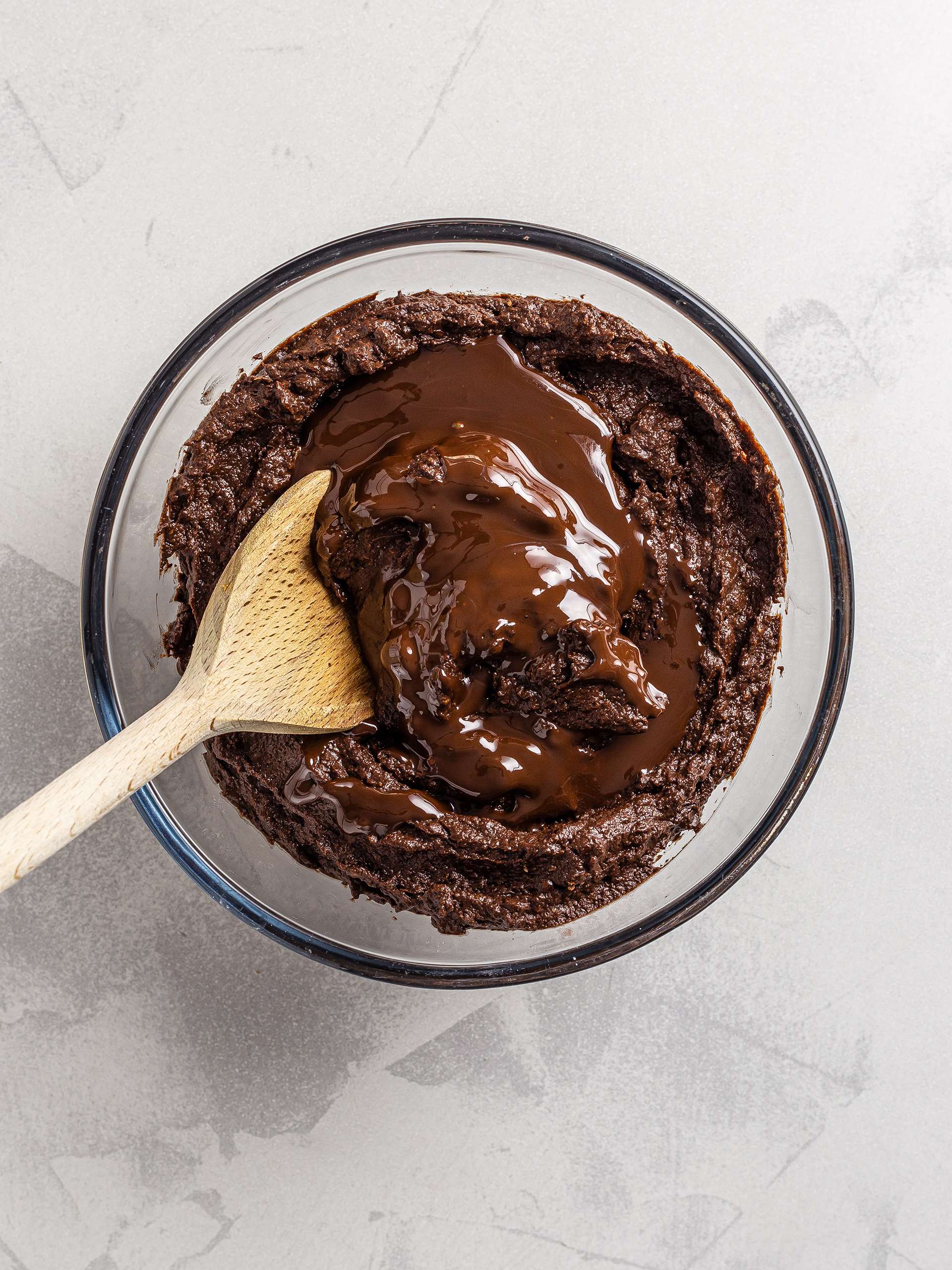 Brownie dough with melted chocolate