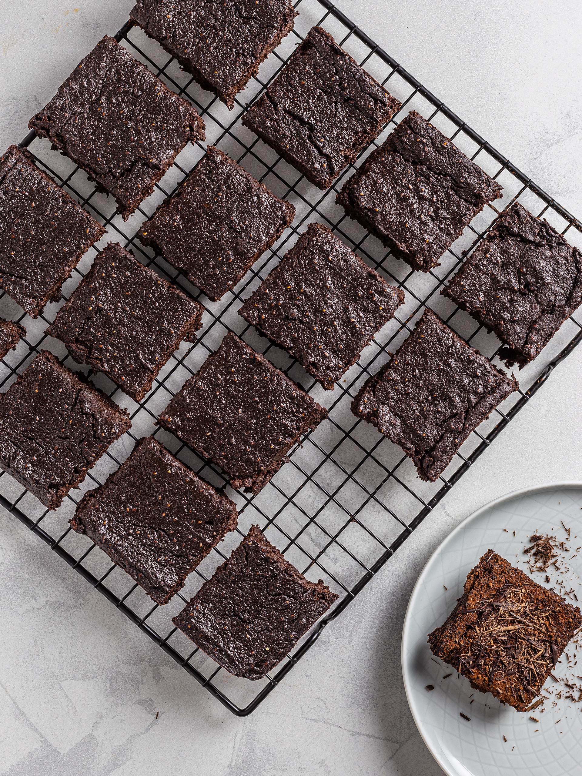 Chocolate brownies cut into squares