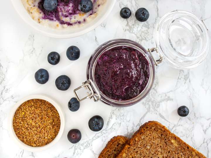 Sugar Free Blueberry Jam Recipe with Flaxseeds | Foodaciously