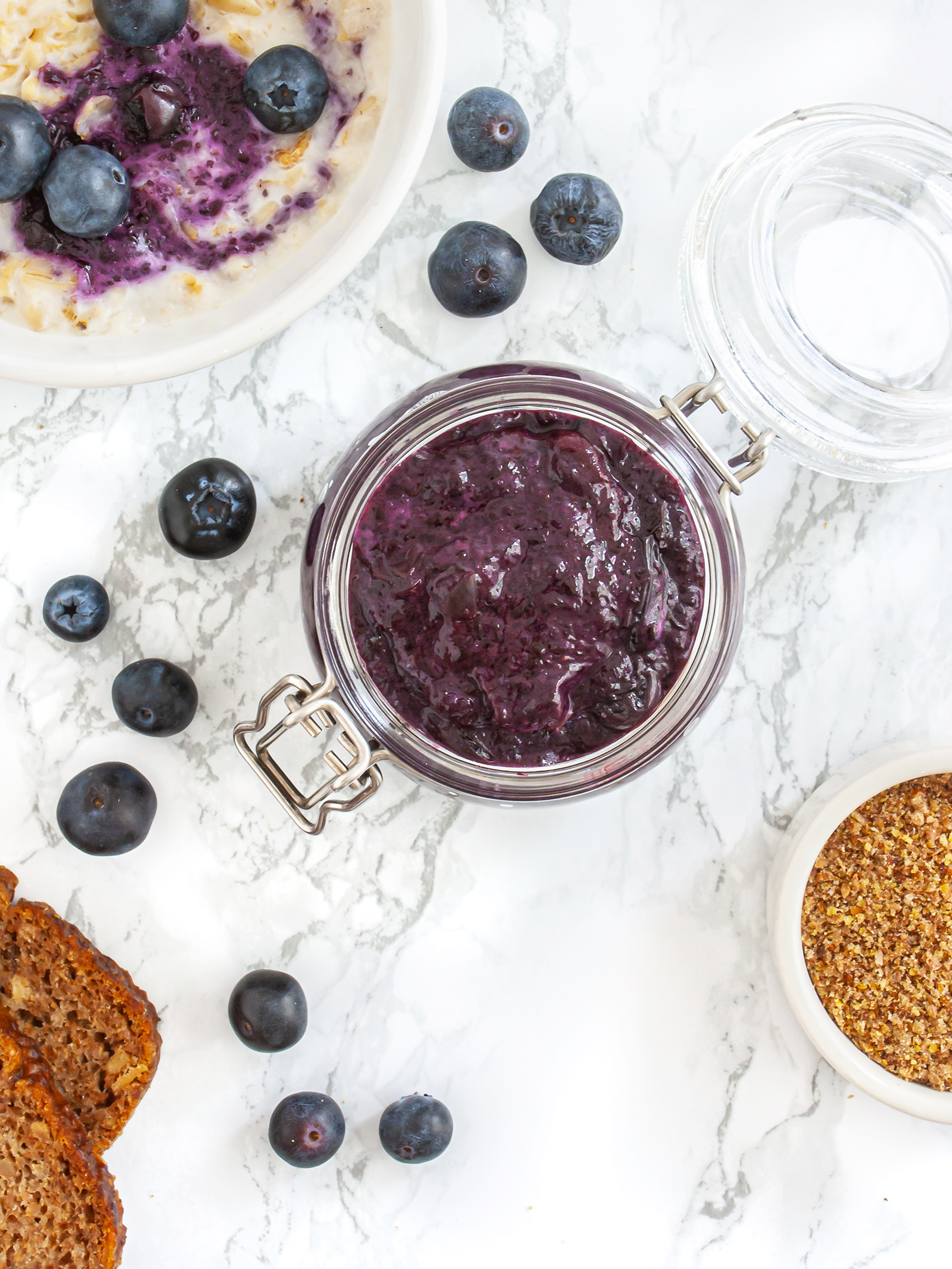 Sugar Free Blueberry Jam Recipe with Flaxseeds