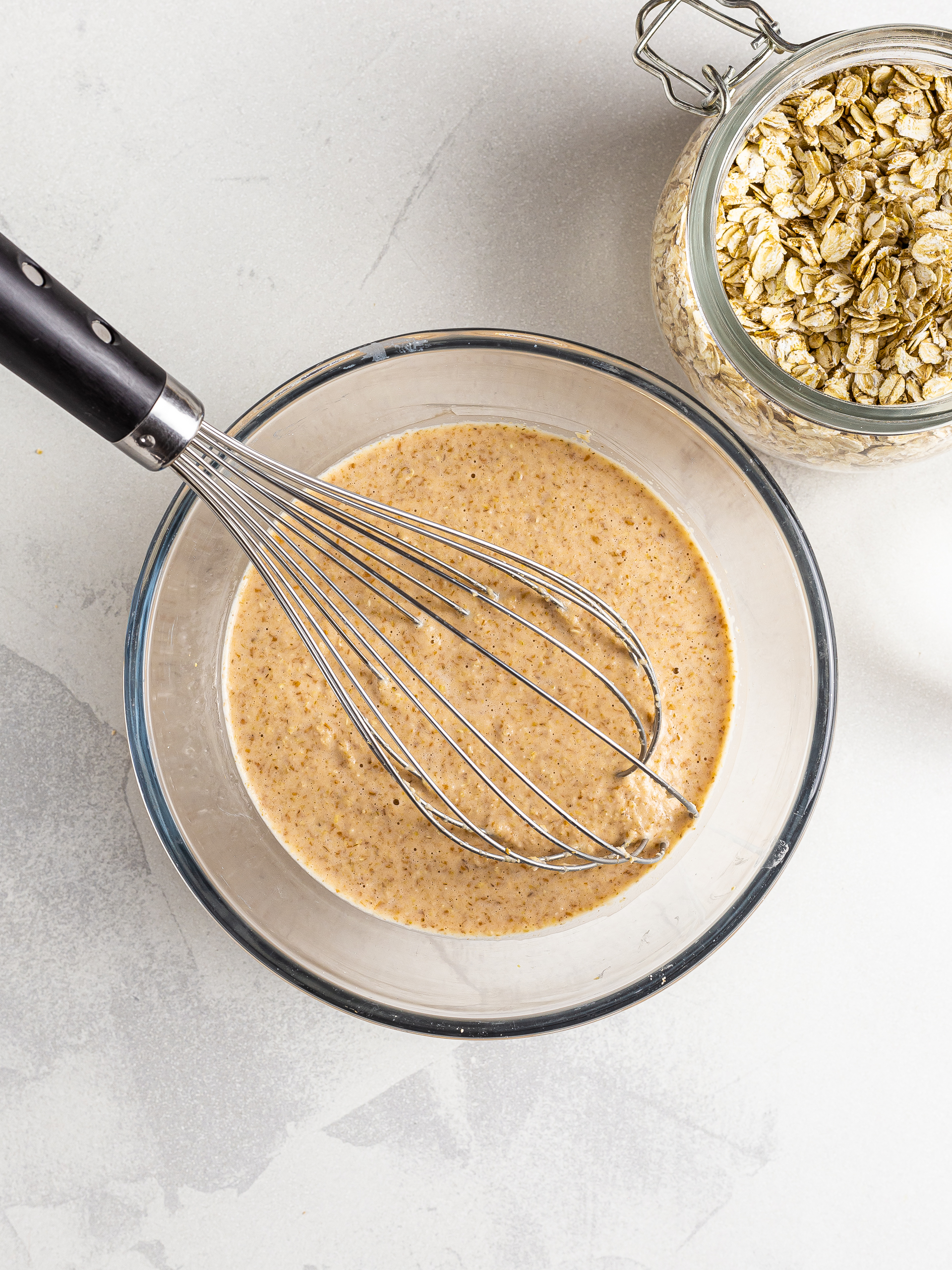 Lentil pancakes batter with oats