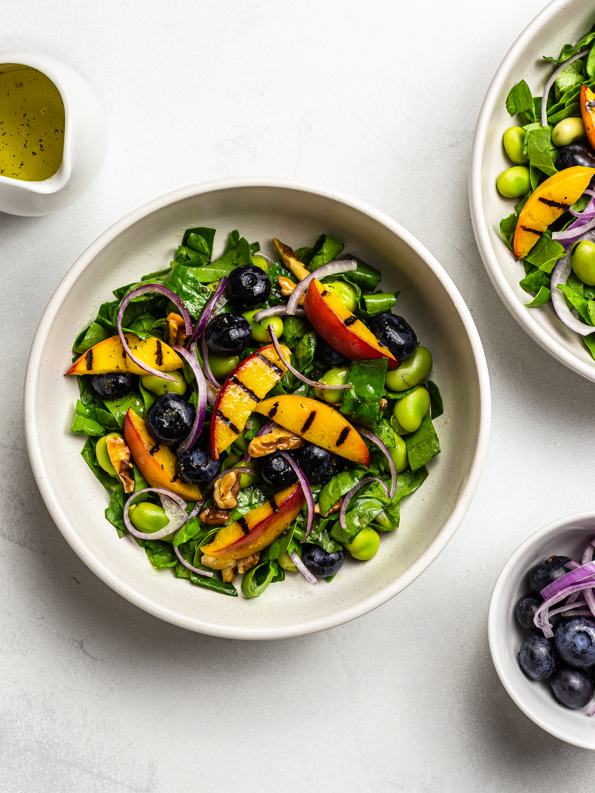 Vegan Peach and Blueberry Spinach Salad