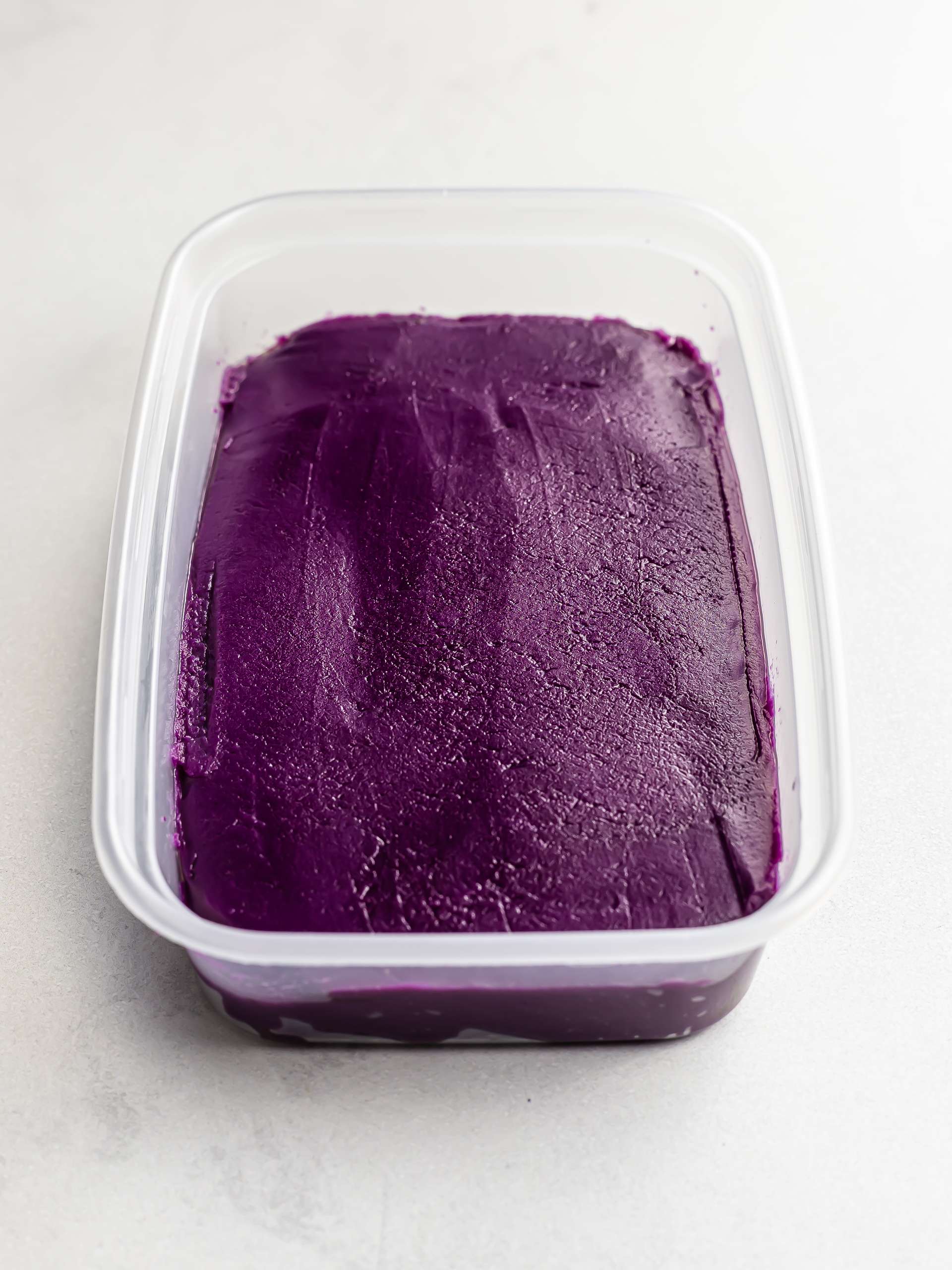 homemade vegan ube butter in a container