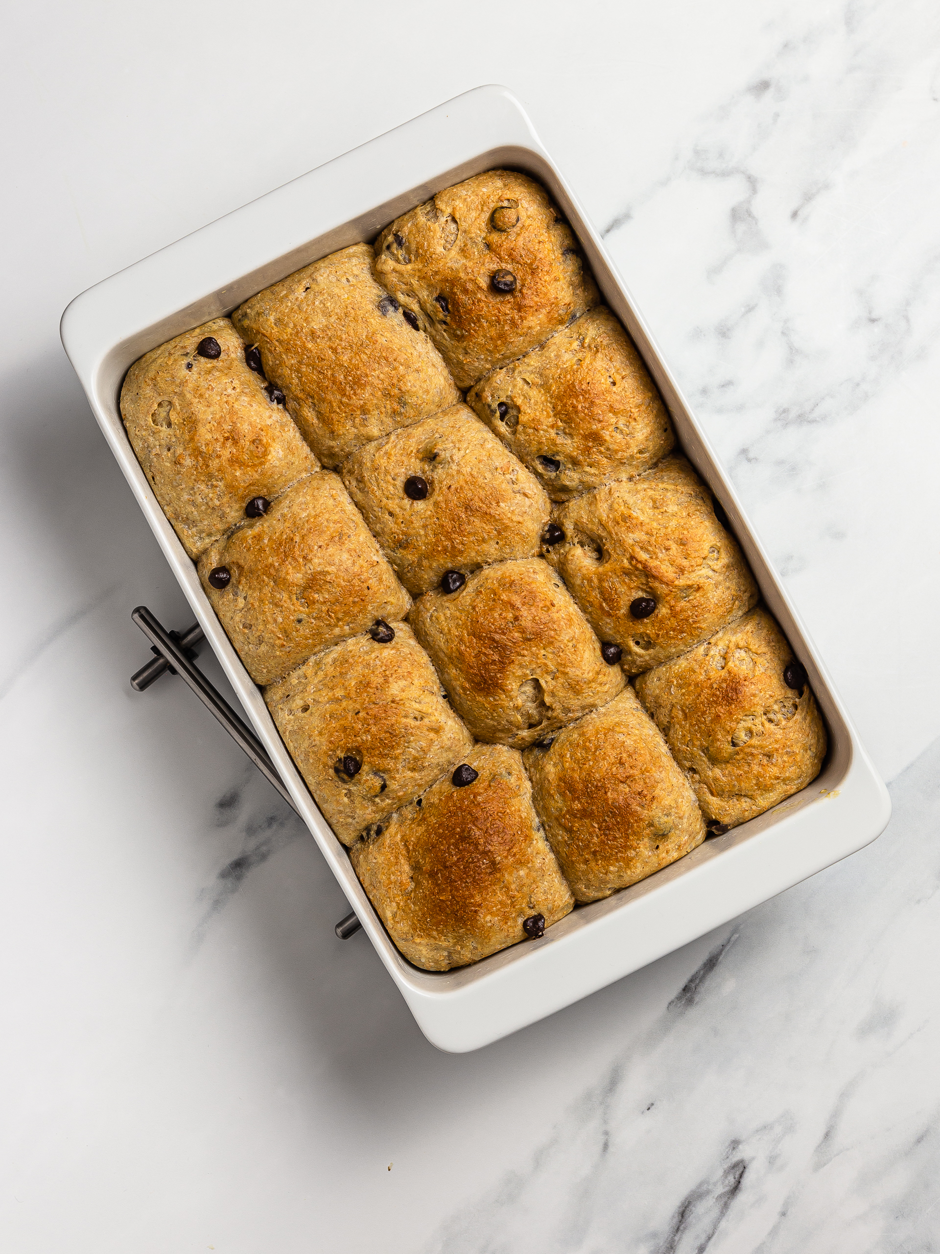 baked chocolate chip brioche buns