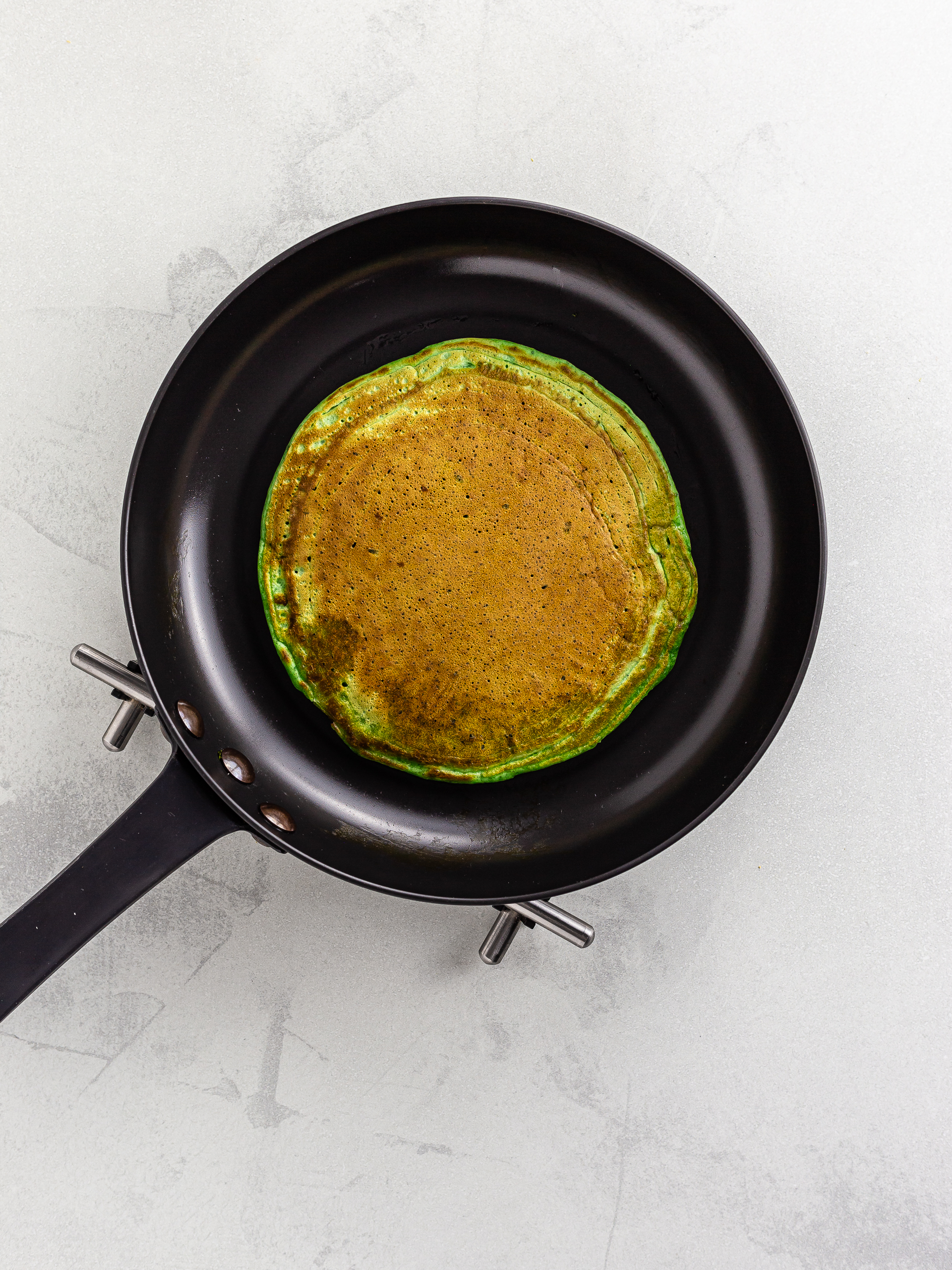 pandan pancake in a skillet