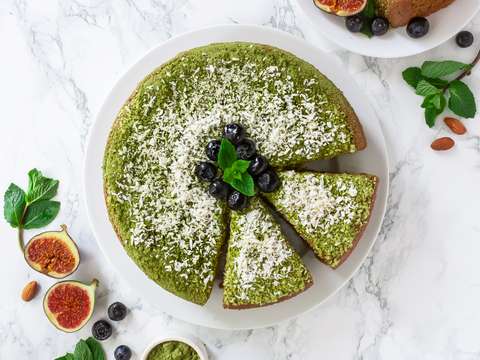 Slice of Matcha Cake with Pistachio and Vanilla Layers on Grey Background.  Healthy Sweet Food Concept. Matcha Dessert Close Up Stock Illustration -  Illustration of pistachio, japanese: 288317409