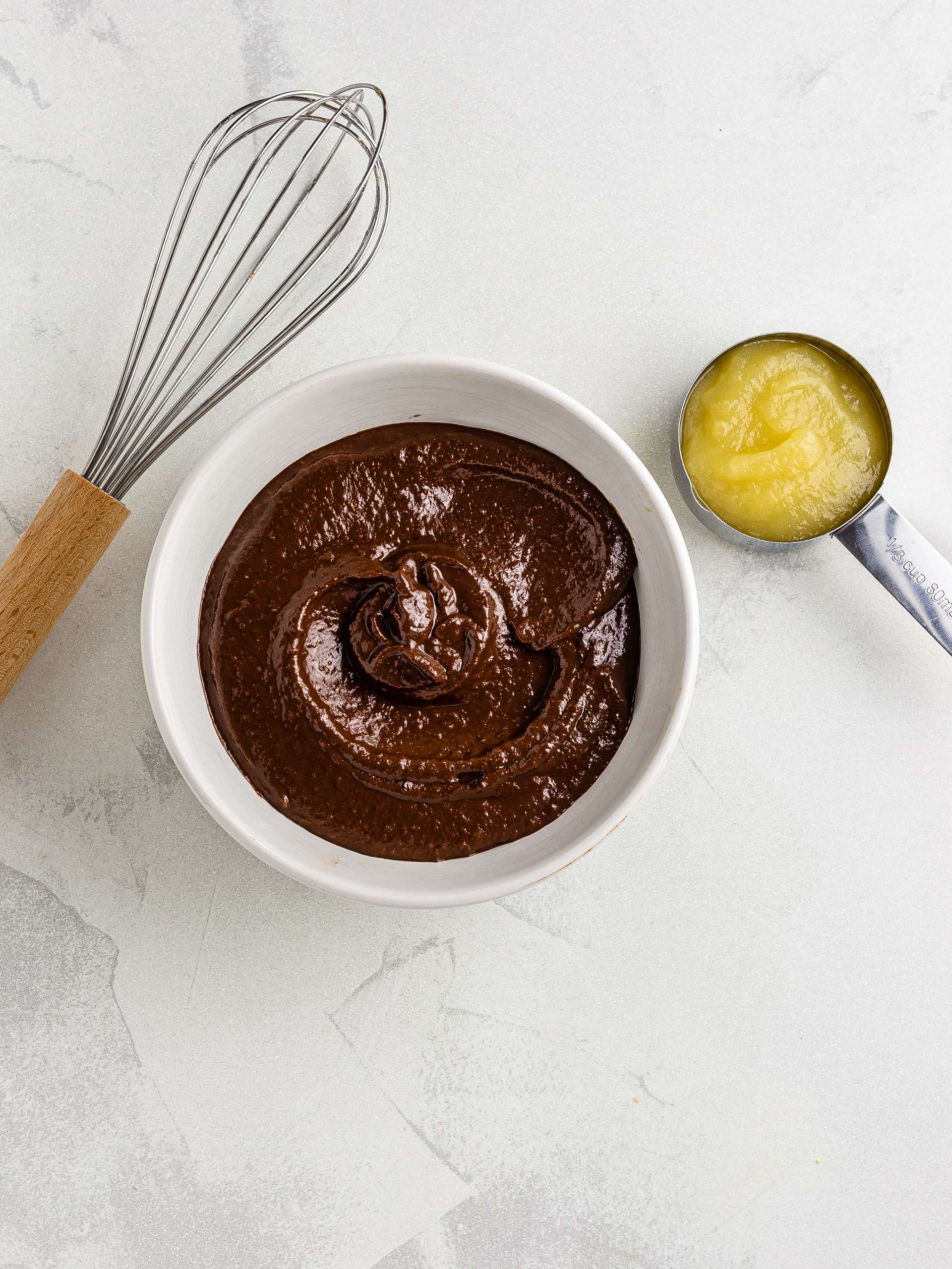 dark chocolate frosting with applesauce