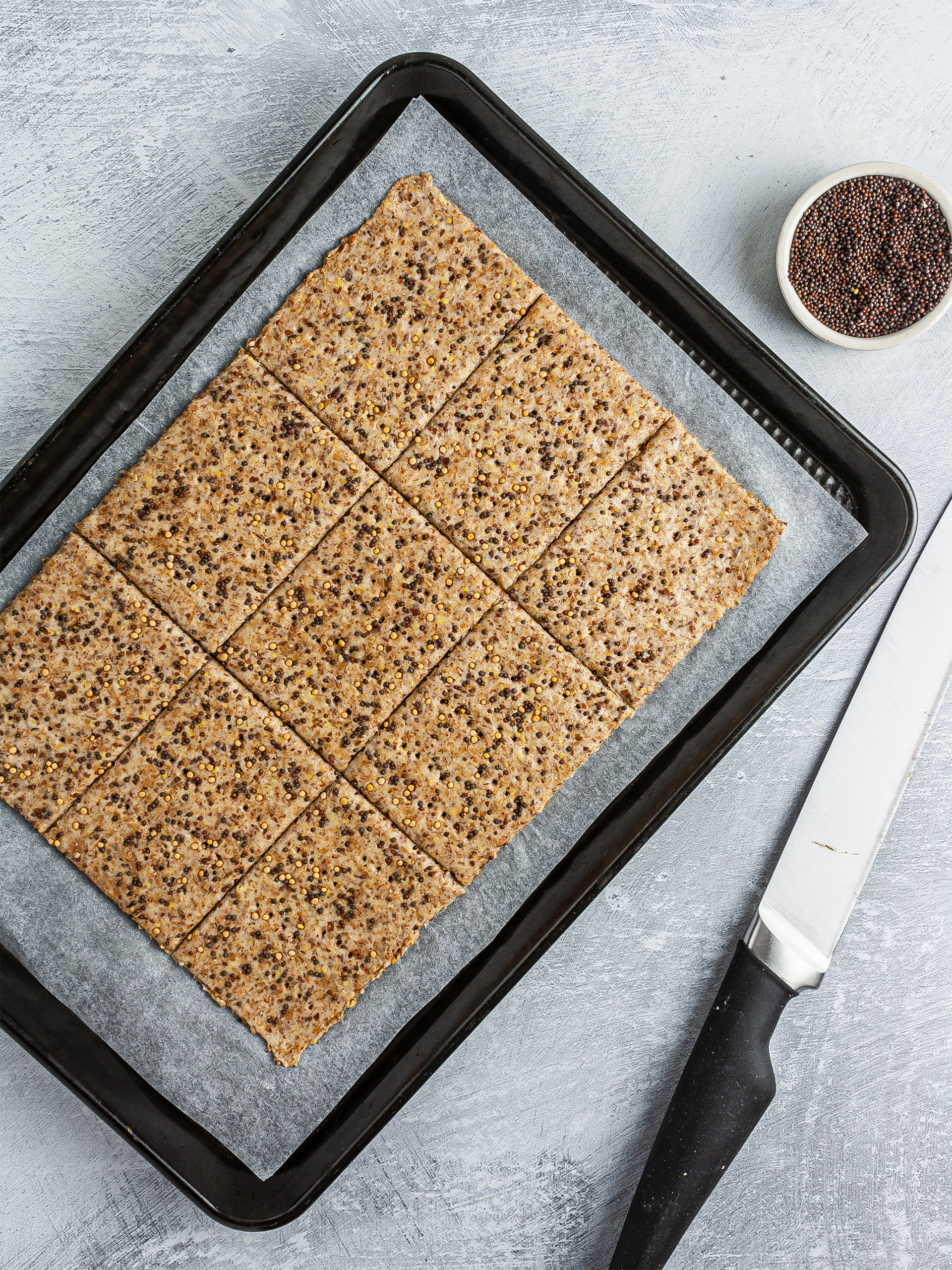 Sliced mustard cracker slab