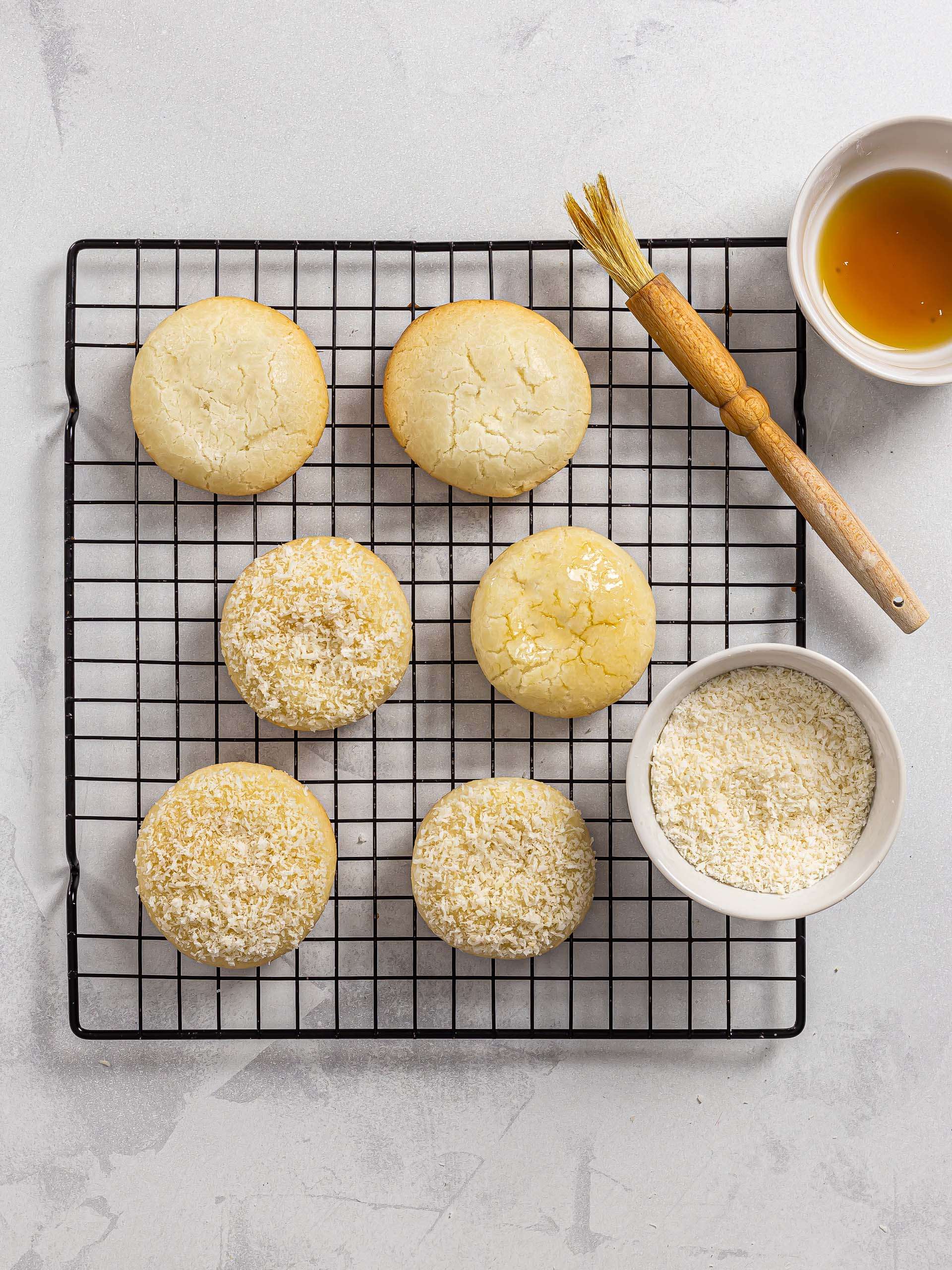 baked mochi cookies with coconut coating