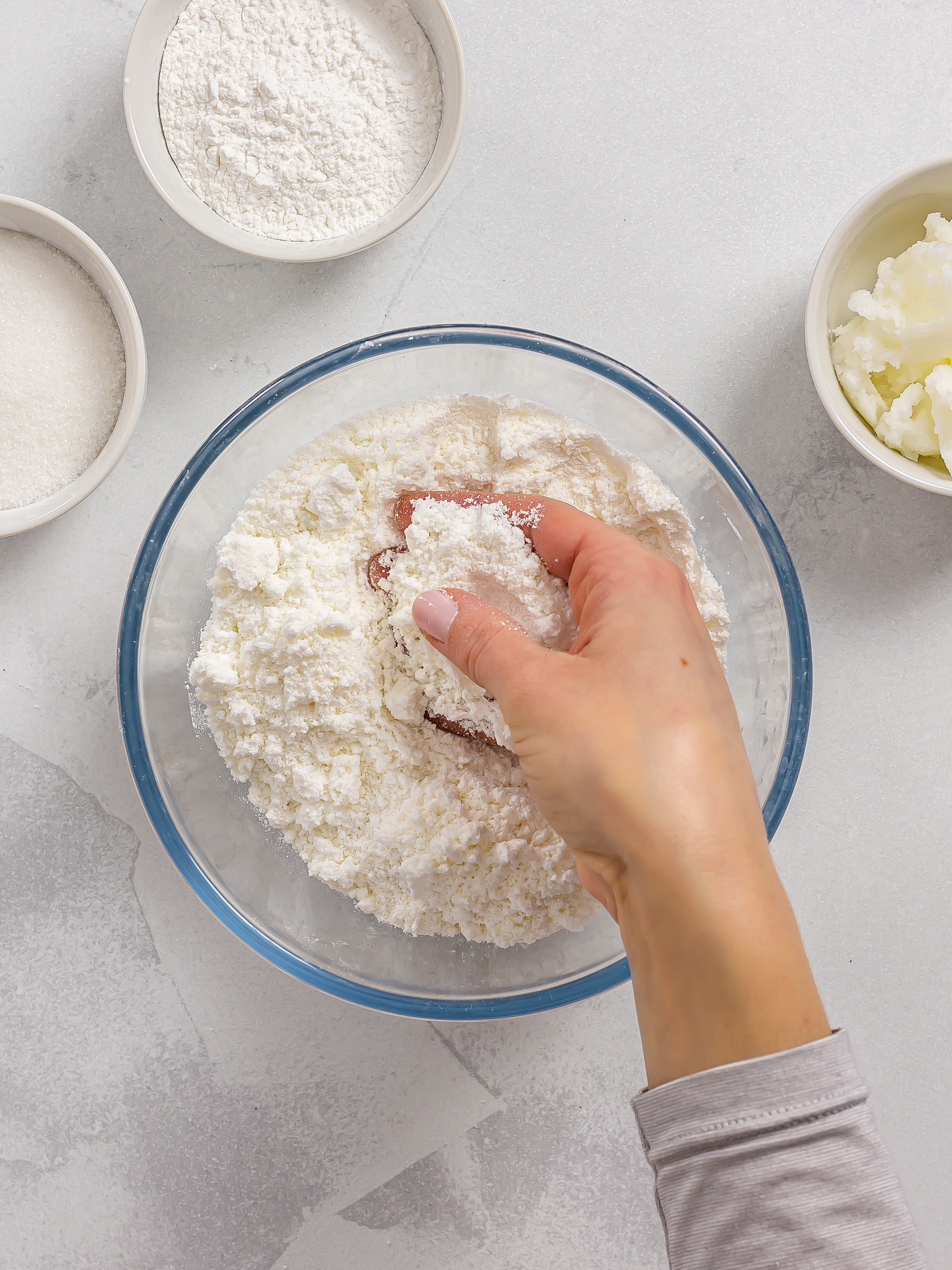 mochi cookie dough ingredients in a bowl