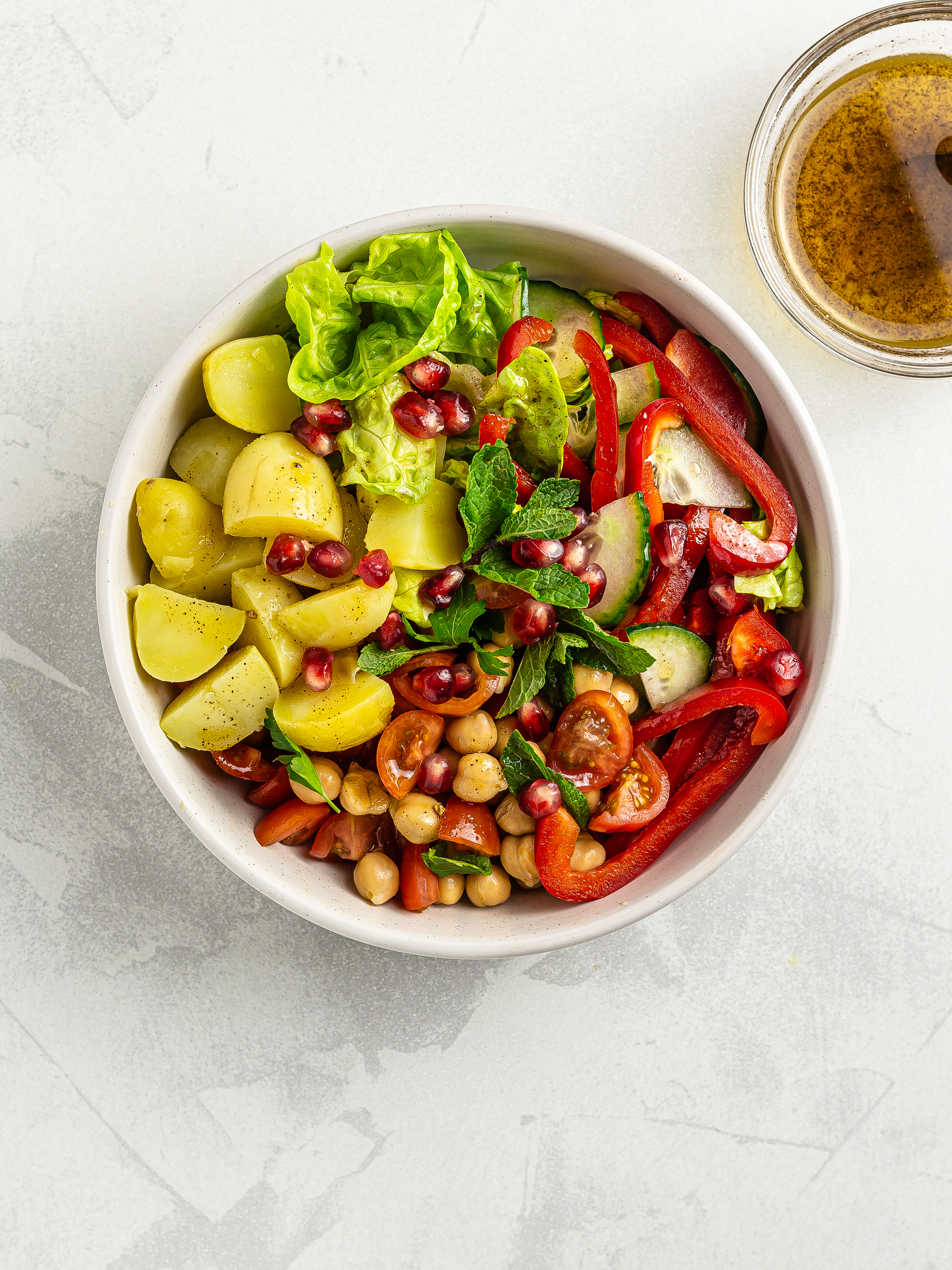 lebanese potato salad with pomegranate and lemon dressing