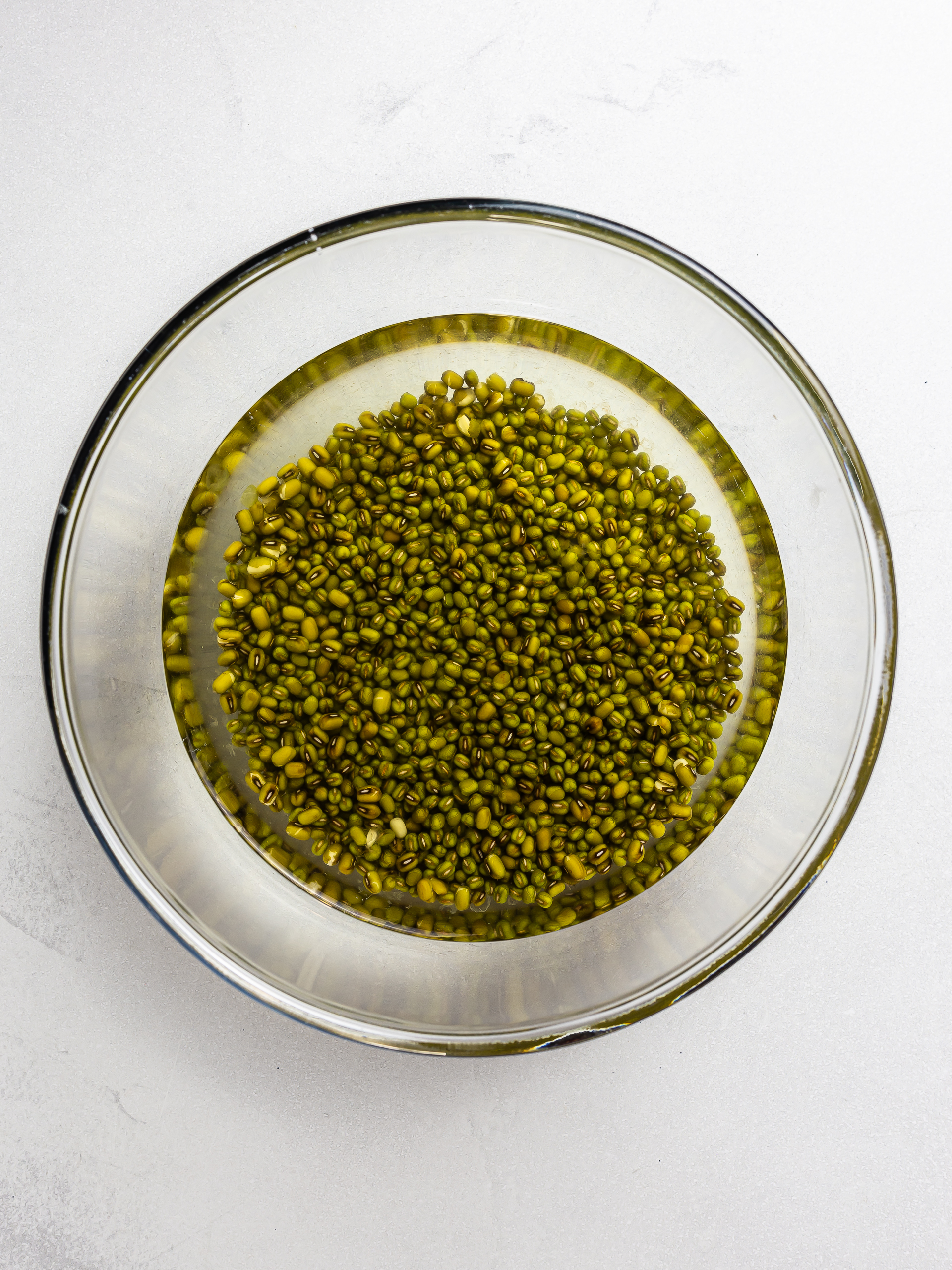 soaked mung beans in a bowl