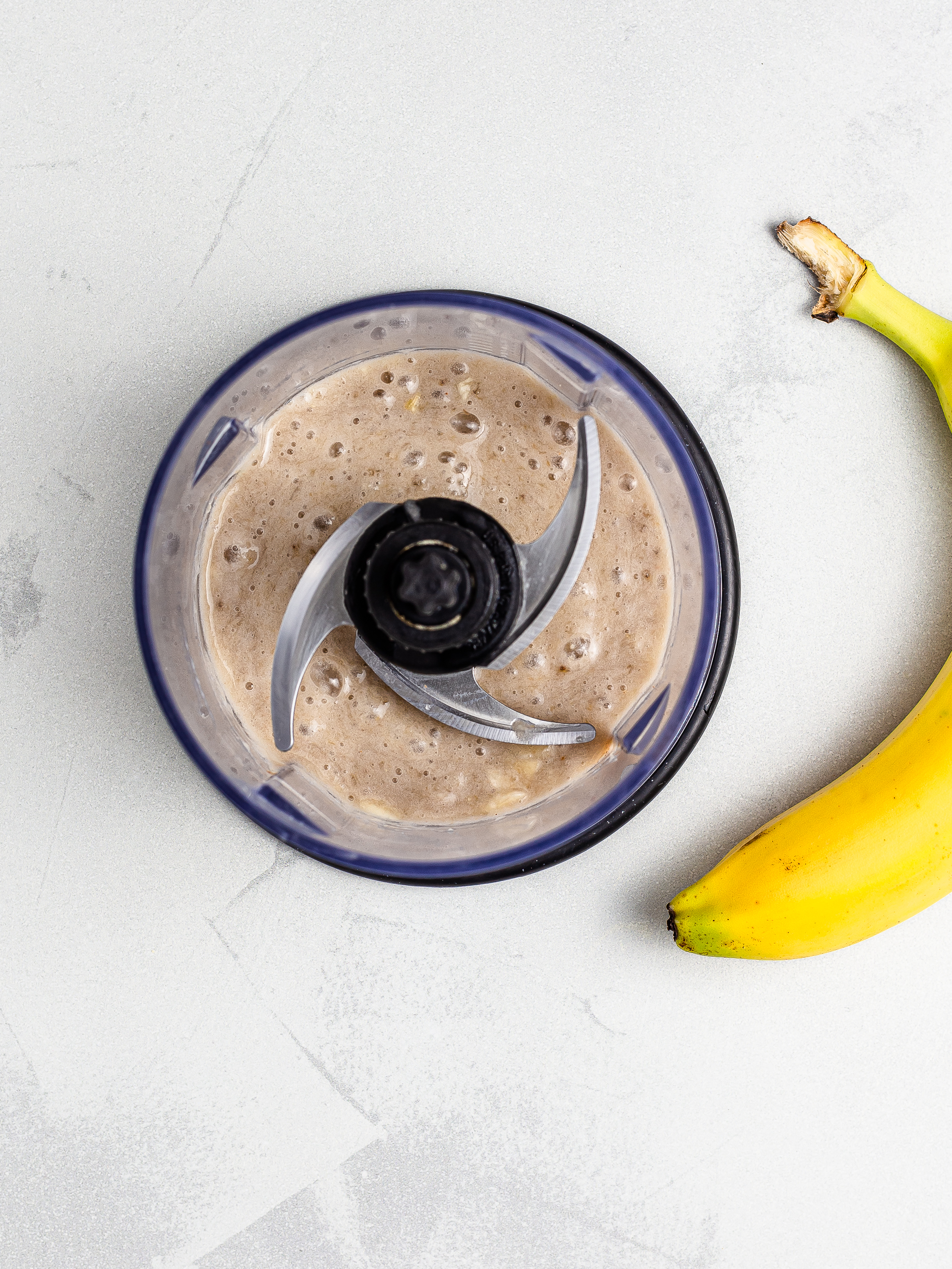 blended bananas in a food processor