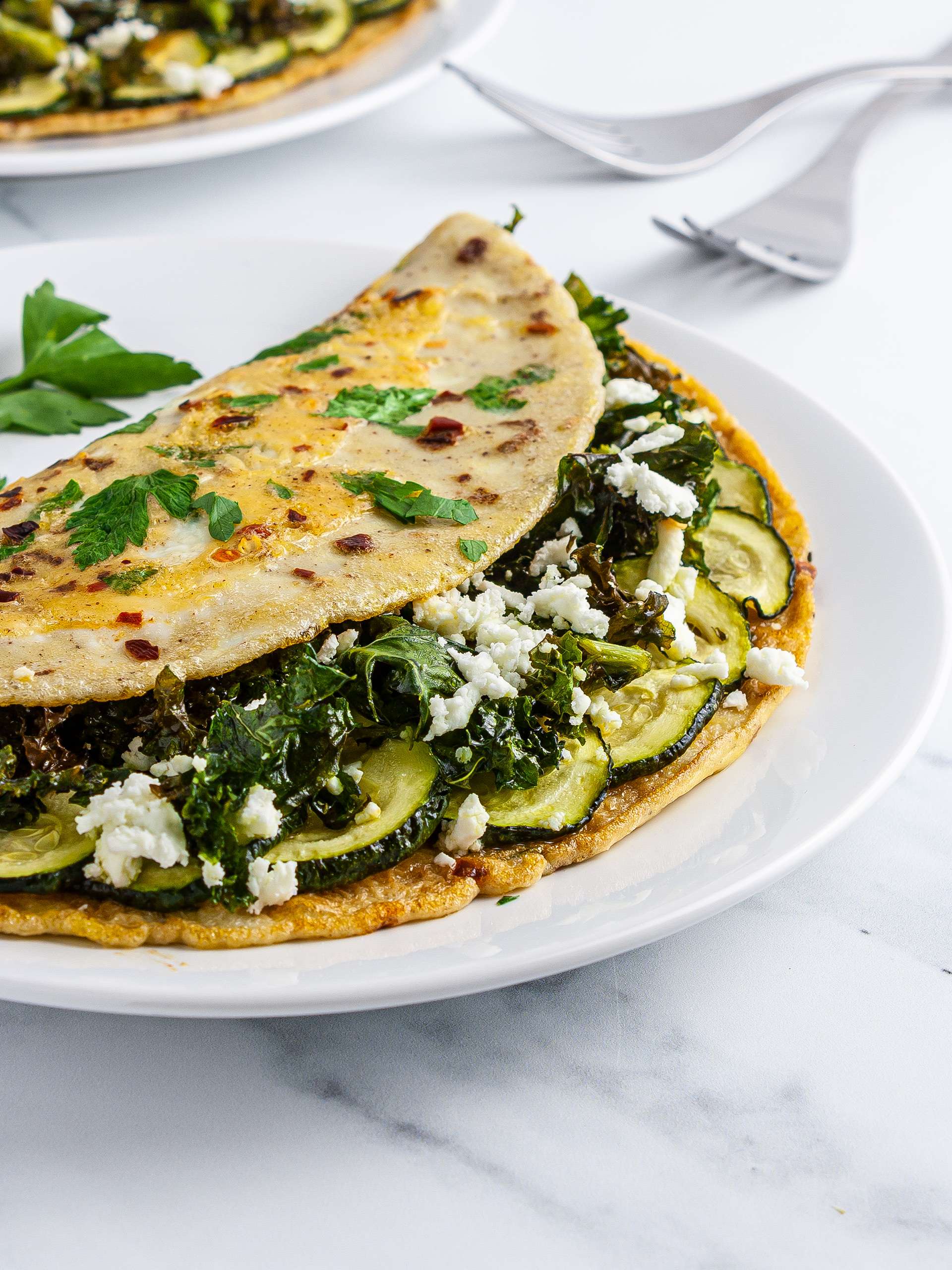 Kale Courgette and Feta Omelette Recipe