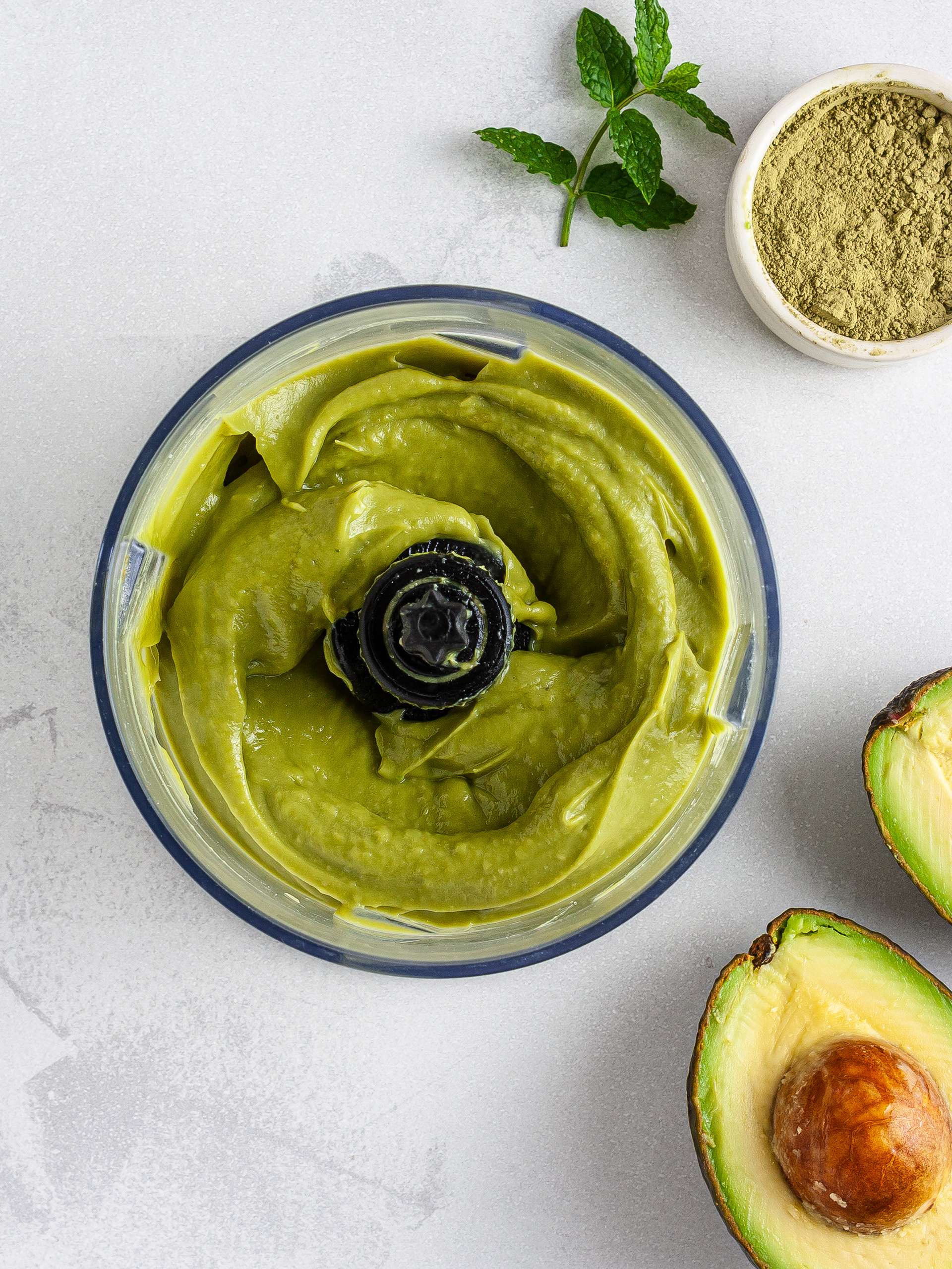 Blitzed avocado with with matcha