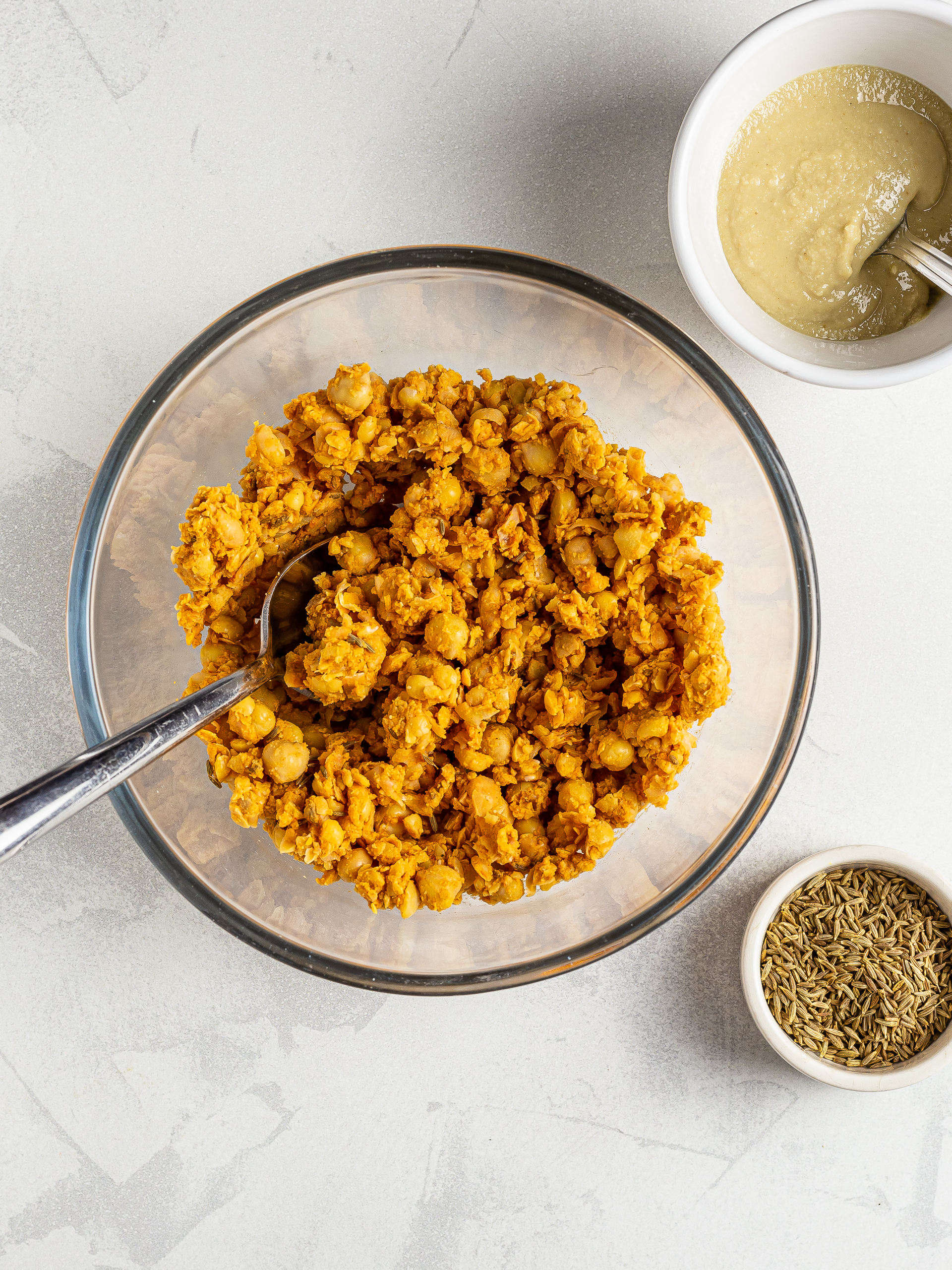 Chickpea salad with tahini cumin and paprika