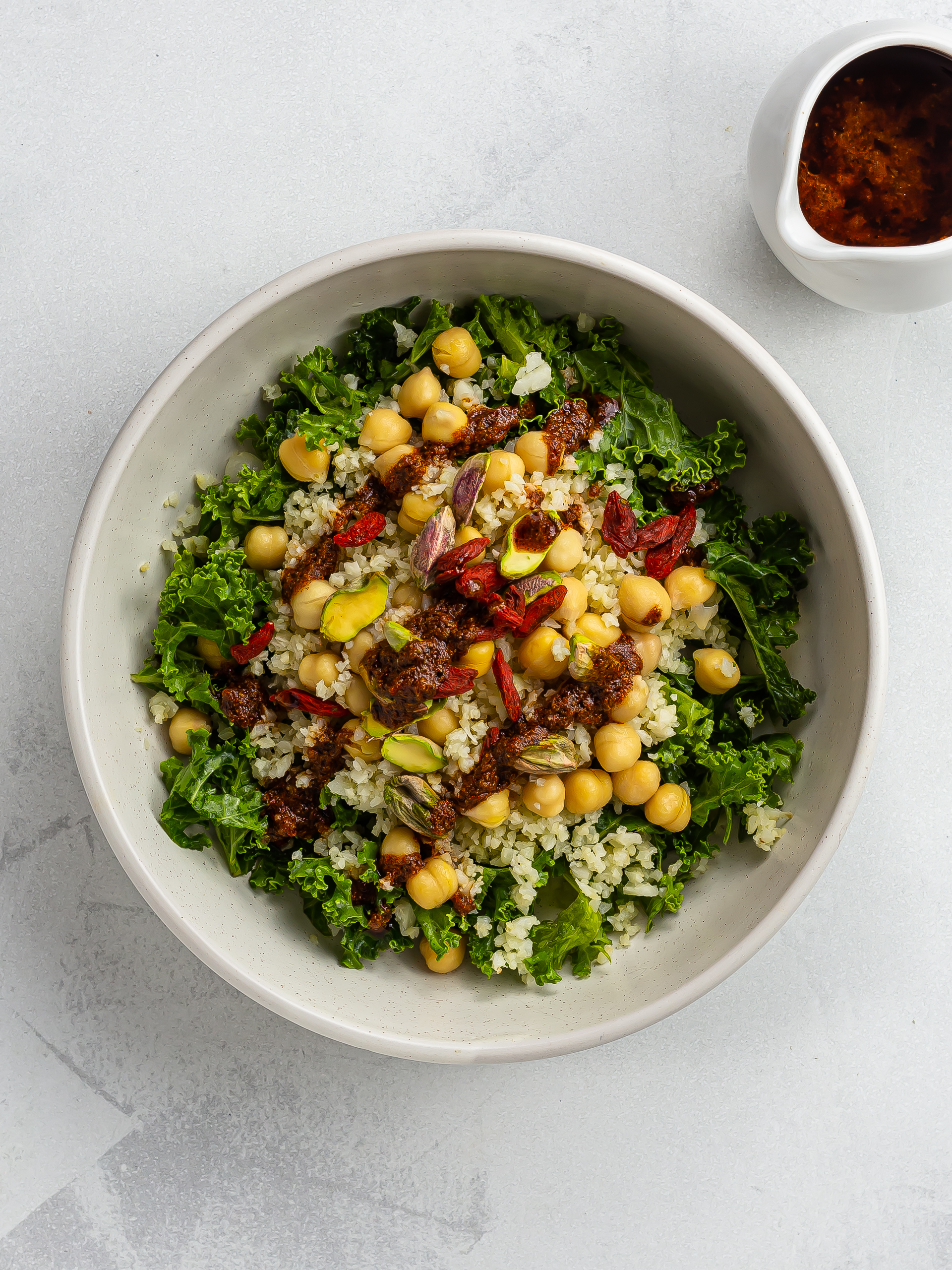 moroccan cauliflower bowl with chickpeas