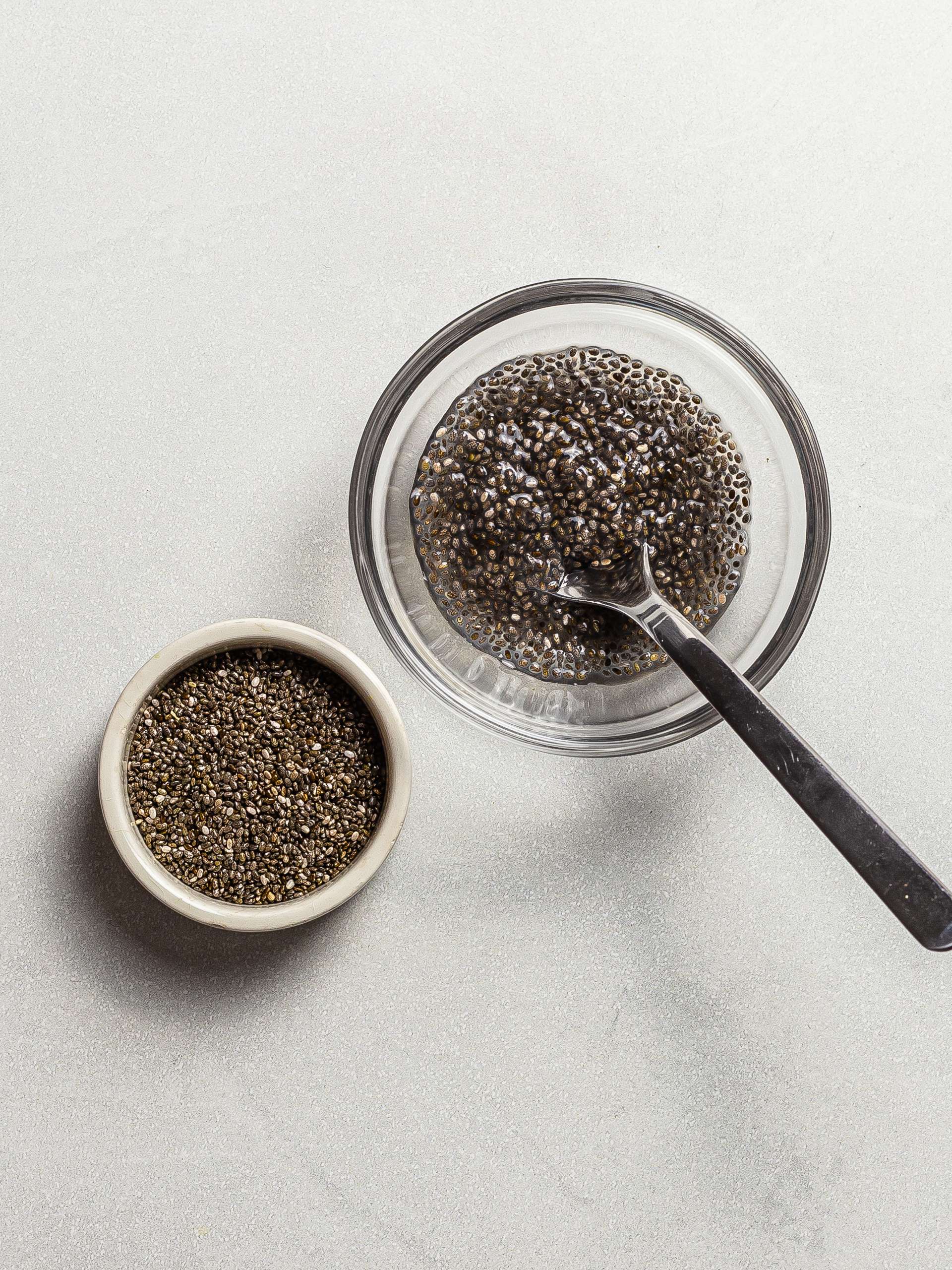 Soaked chia seeds in water